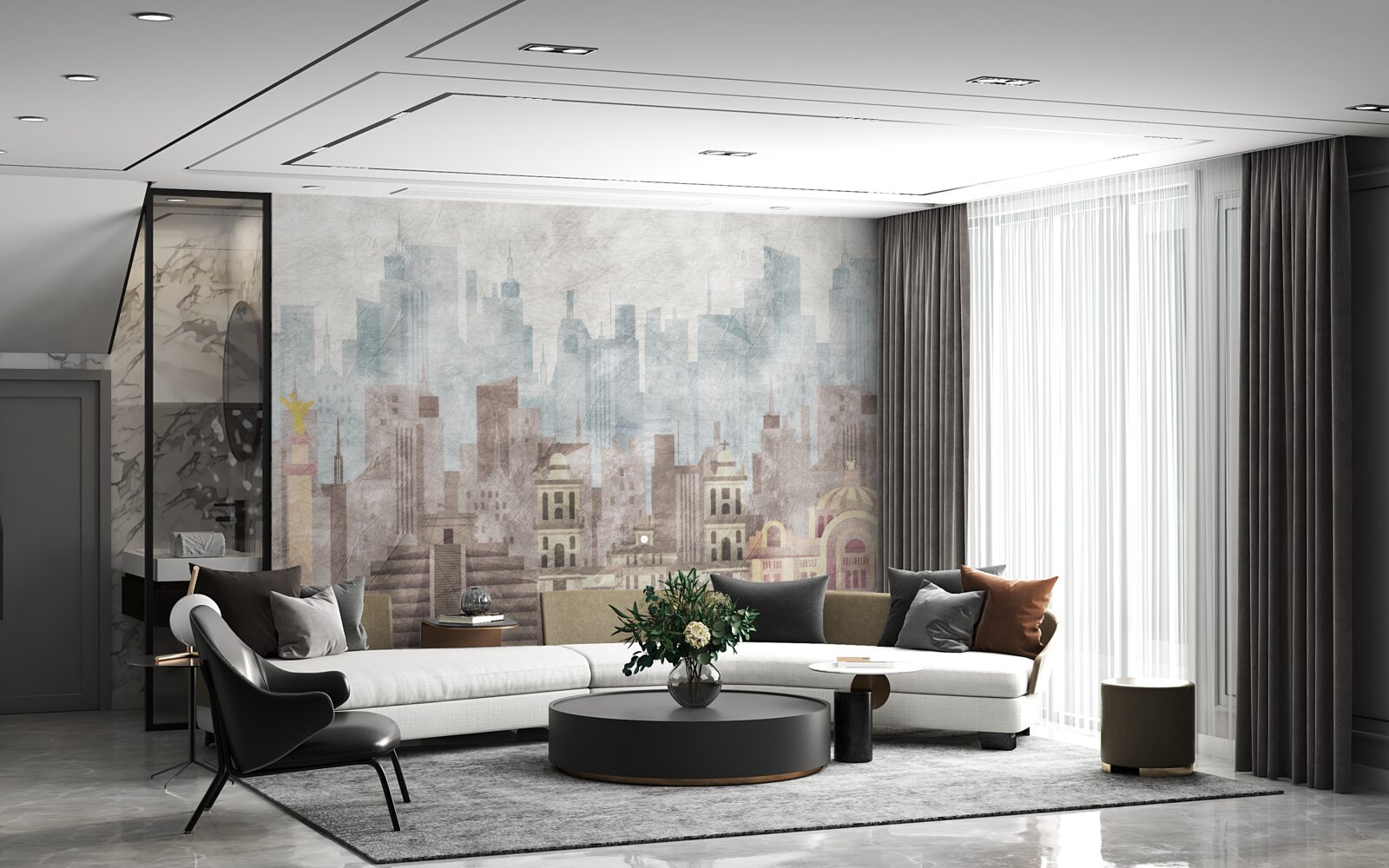 Fotobehang de oude stad tegenover de metropool