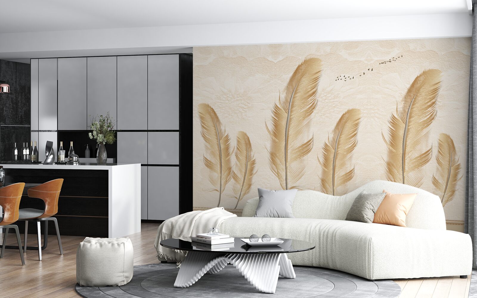 Fotobehang artistieke achtergrond versierd met veren