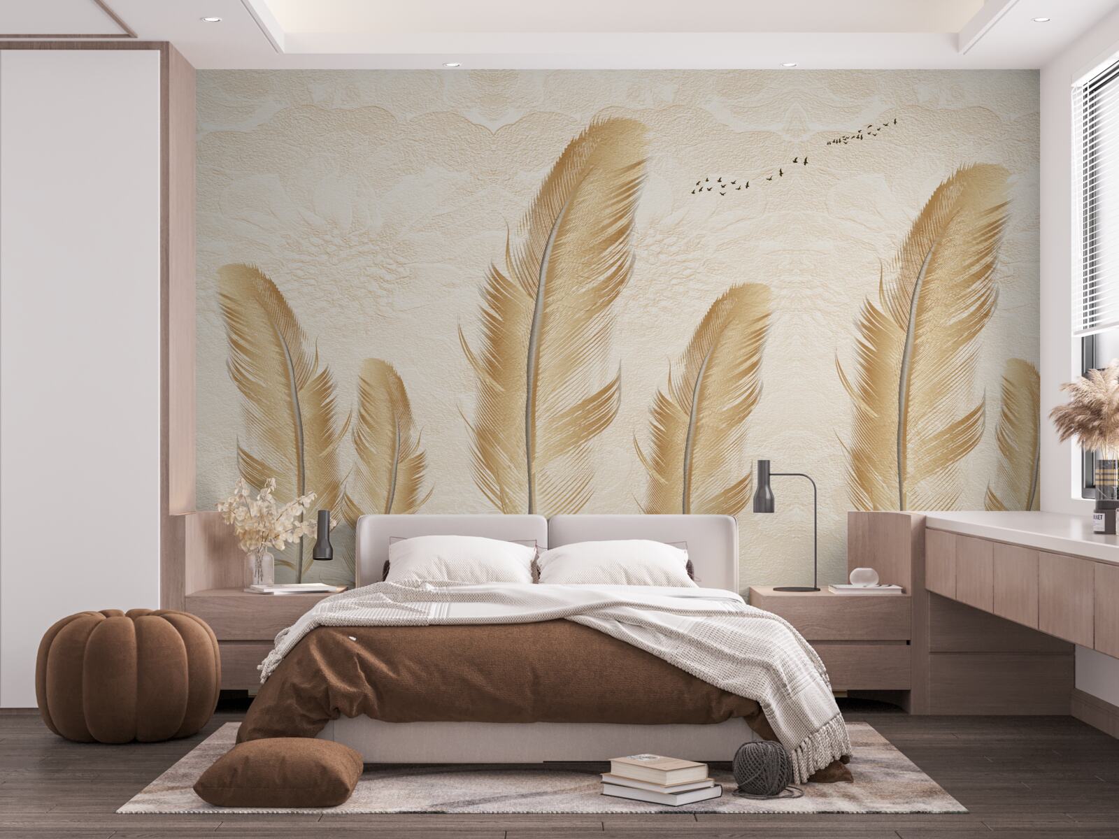 Fotobehang artistieke achtergrond versierd met veren