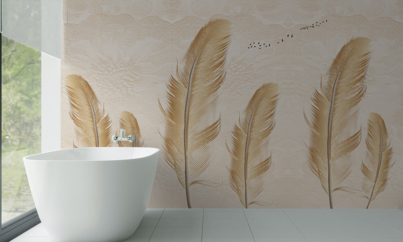 Fotobehang artistieke achtergrond versierd met veren