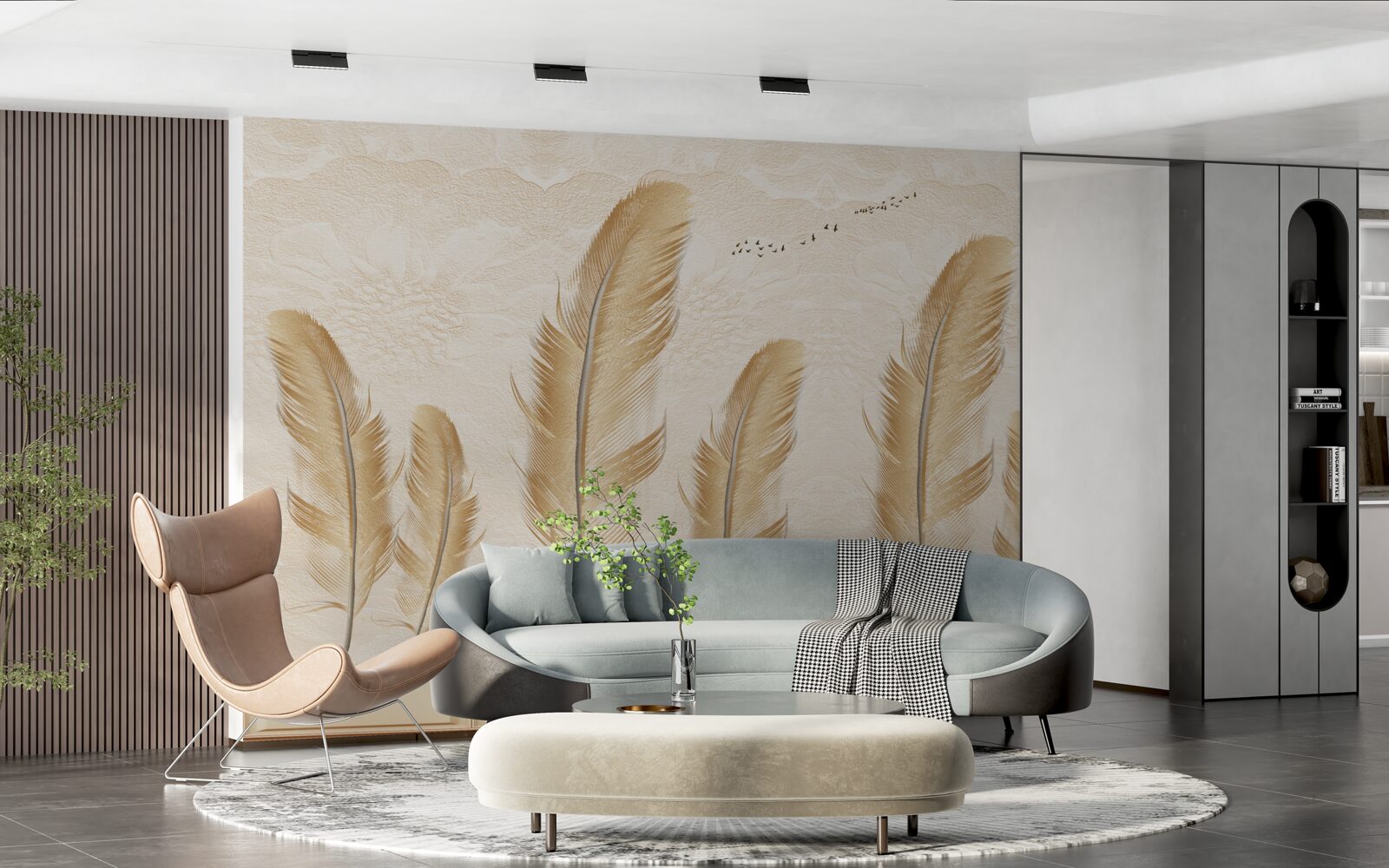 Fotobehang artistieke achtergrond versierd met veren