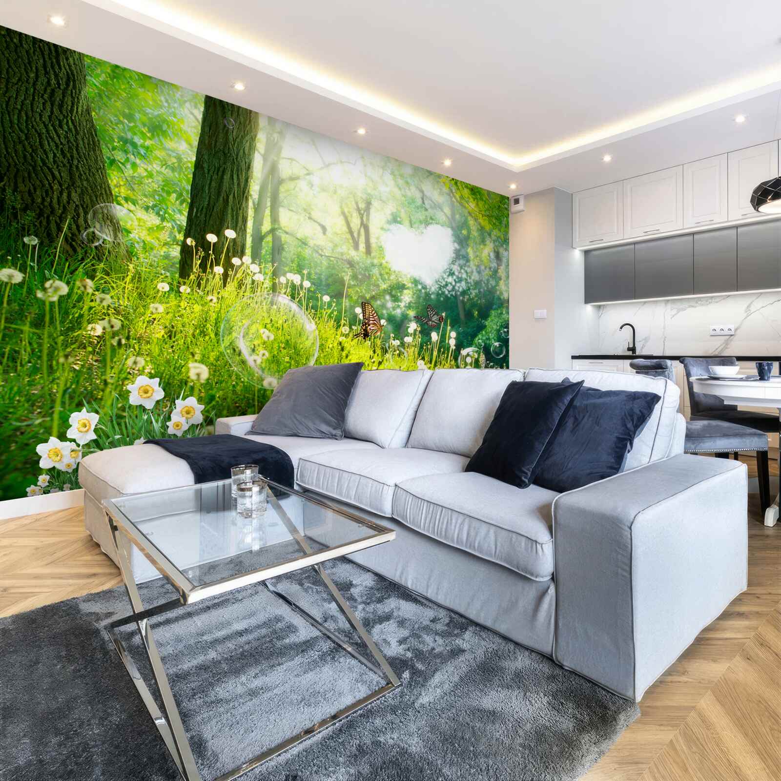 Fotobehang Motten op een groene weide