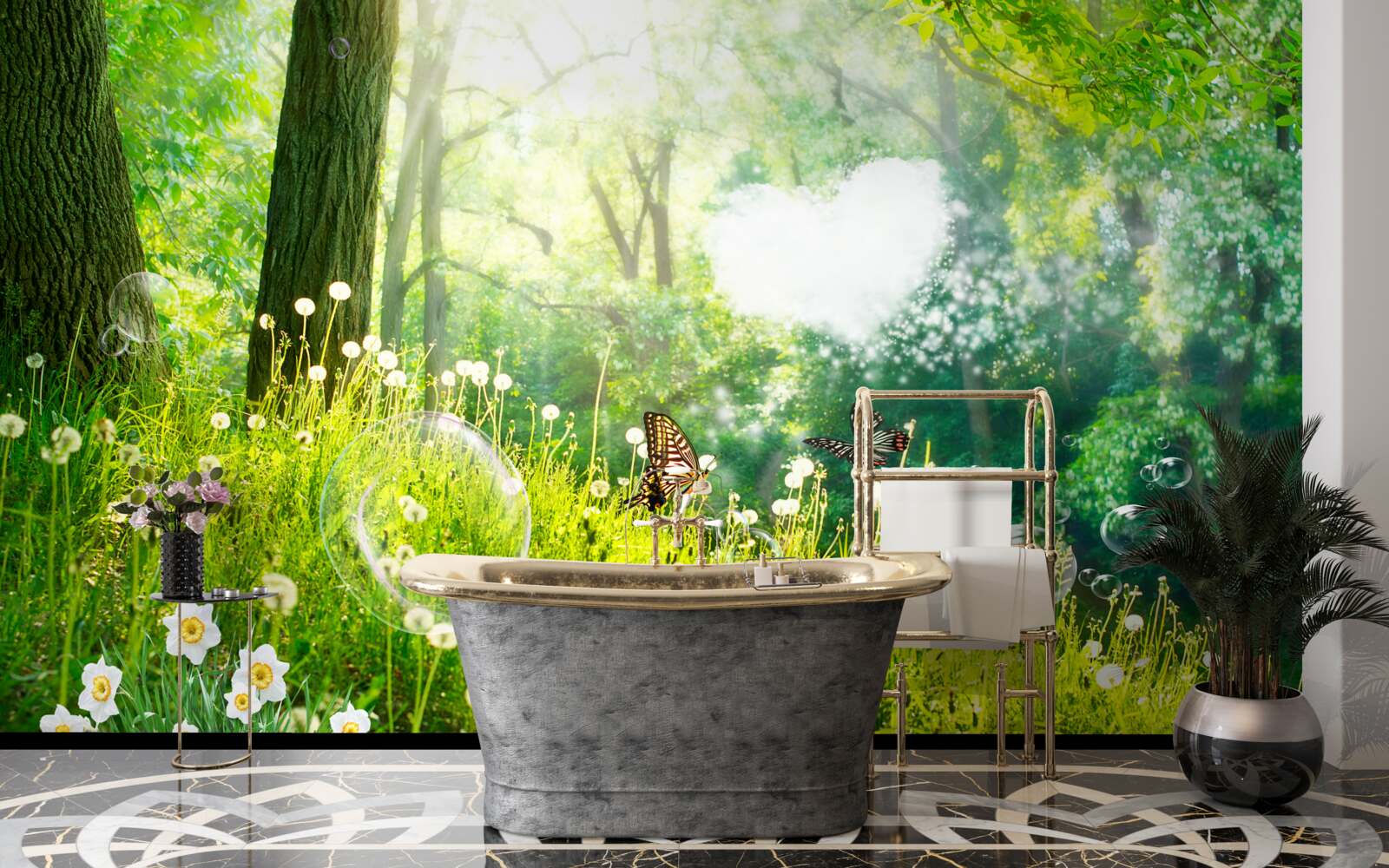 Fotobehang Motten op een groene weide