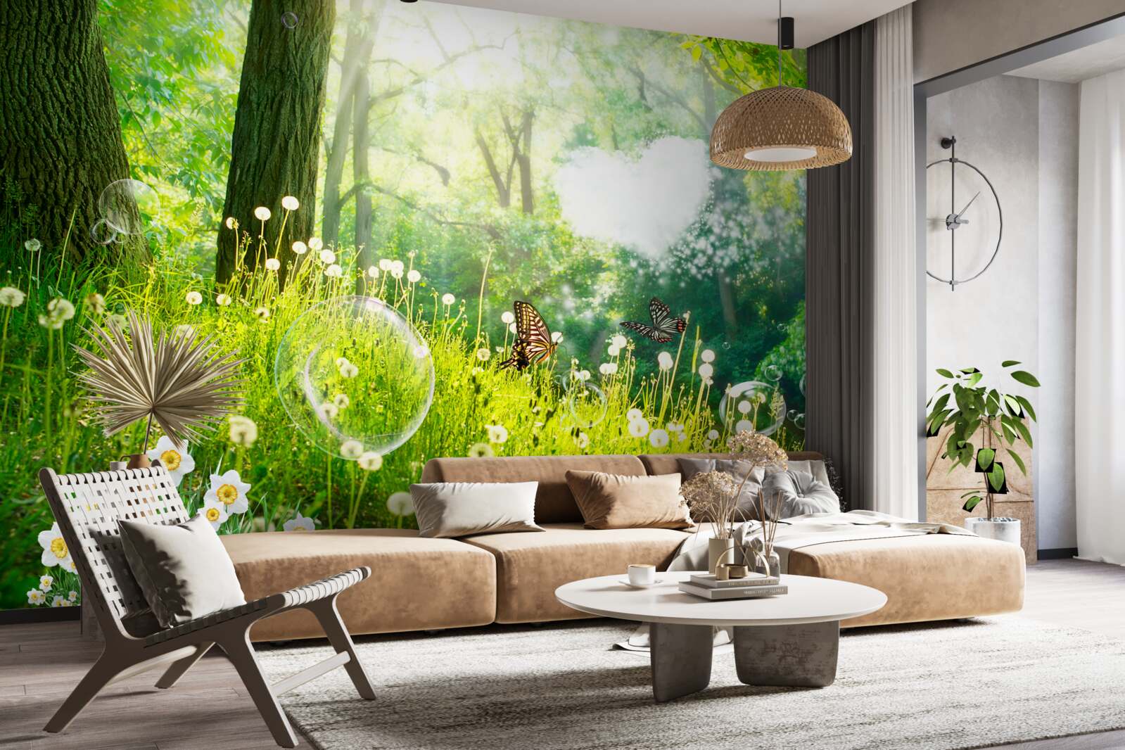 Fotobehang Motten op een groene weide