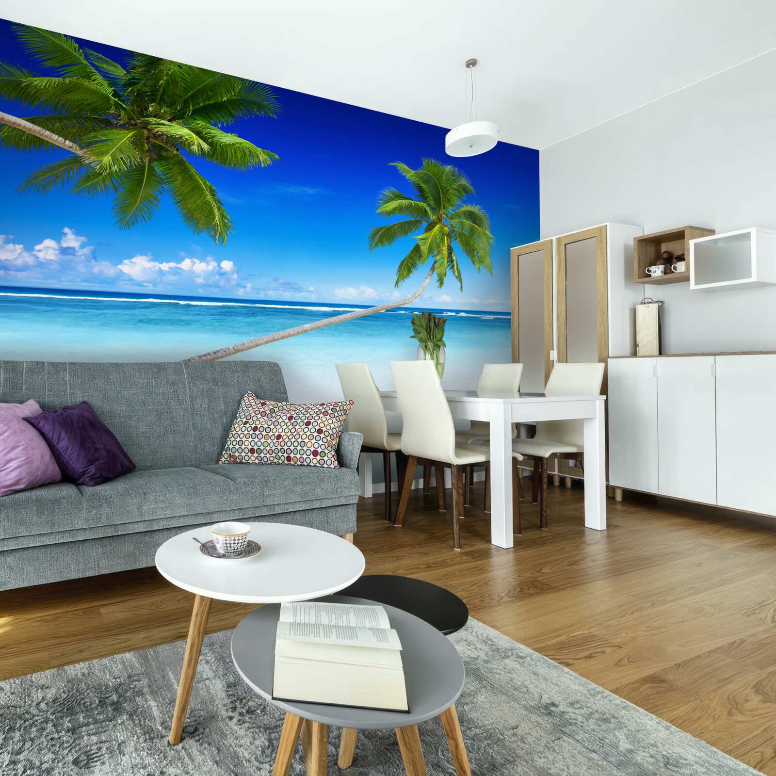 Fotobehang tropisch strand en palmbomen waar stilte heerst