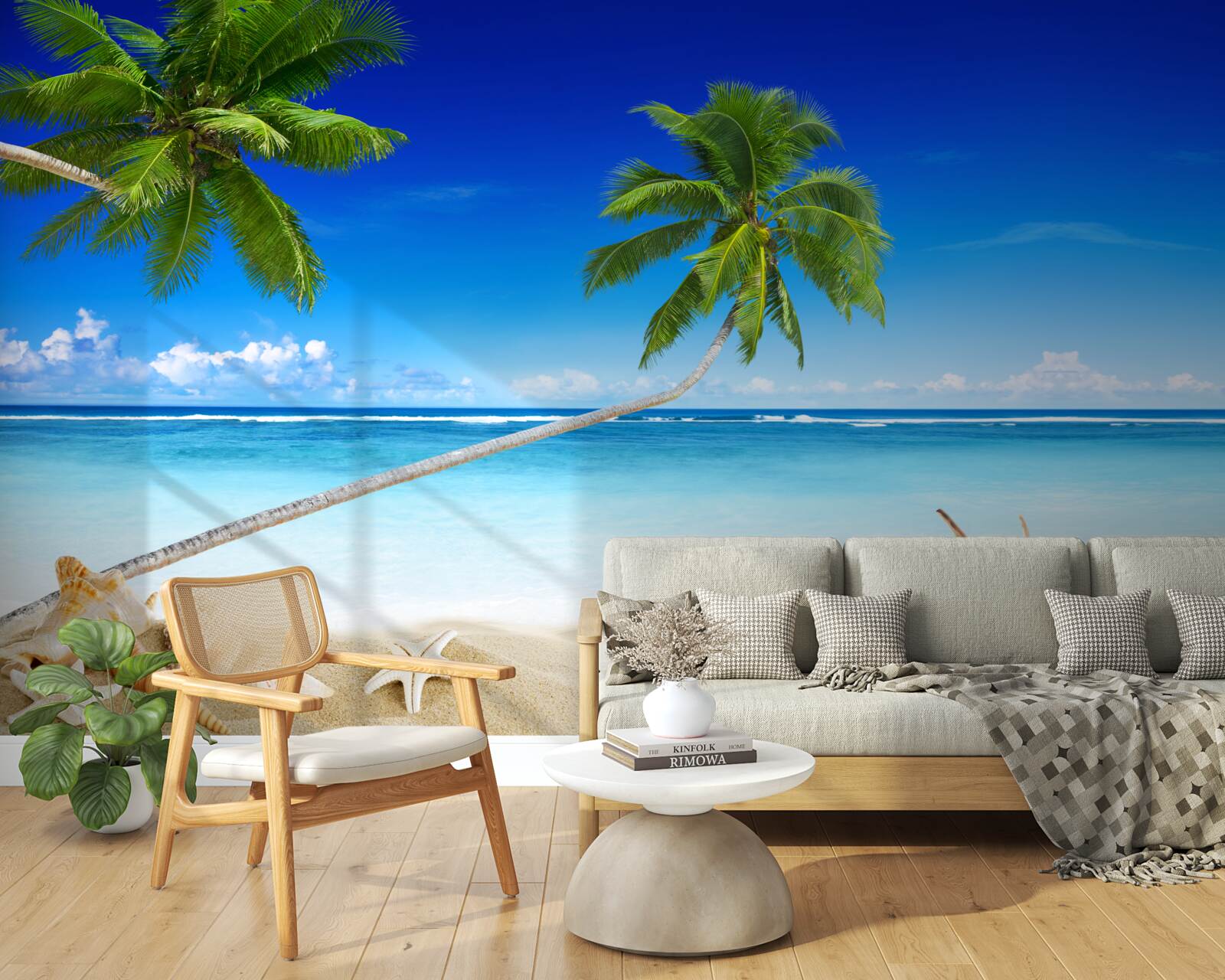 Fotobehang tropisch strand en palmbomen waar stilte heerst