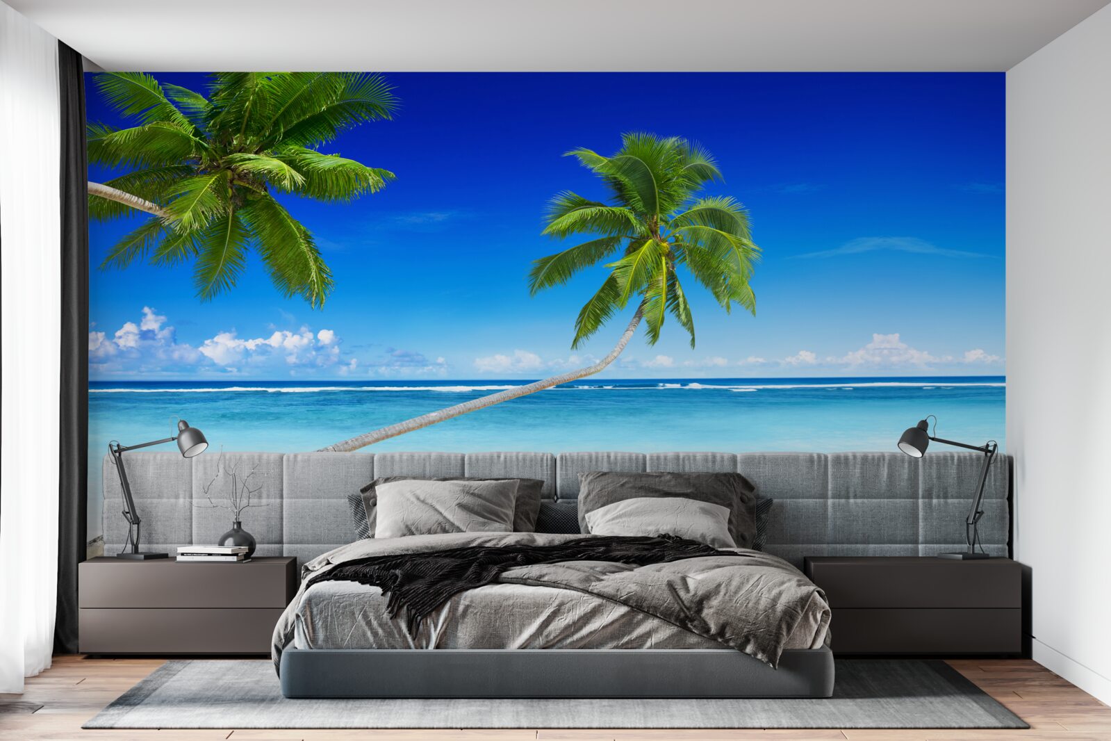 Fotobehang tropisch strand en palmbomen waar stilte heerst