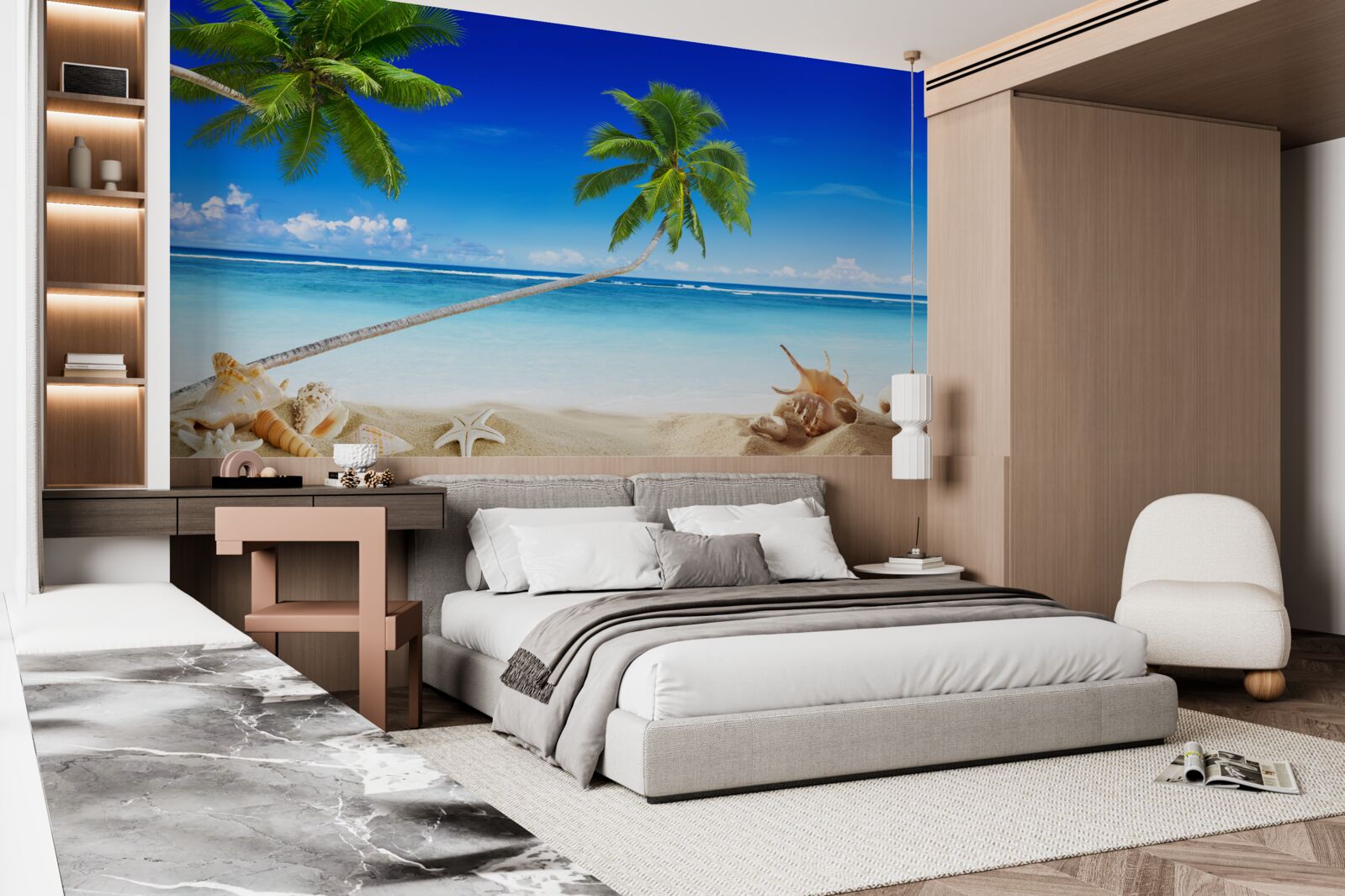 Fotobehang tropisch strand en palmbomen waar stilte heerst