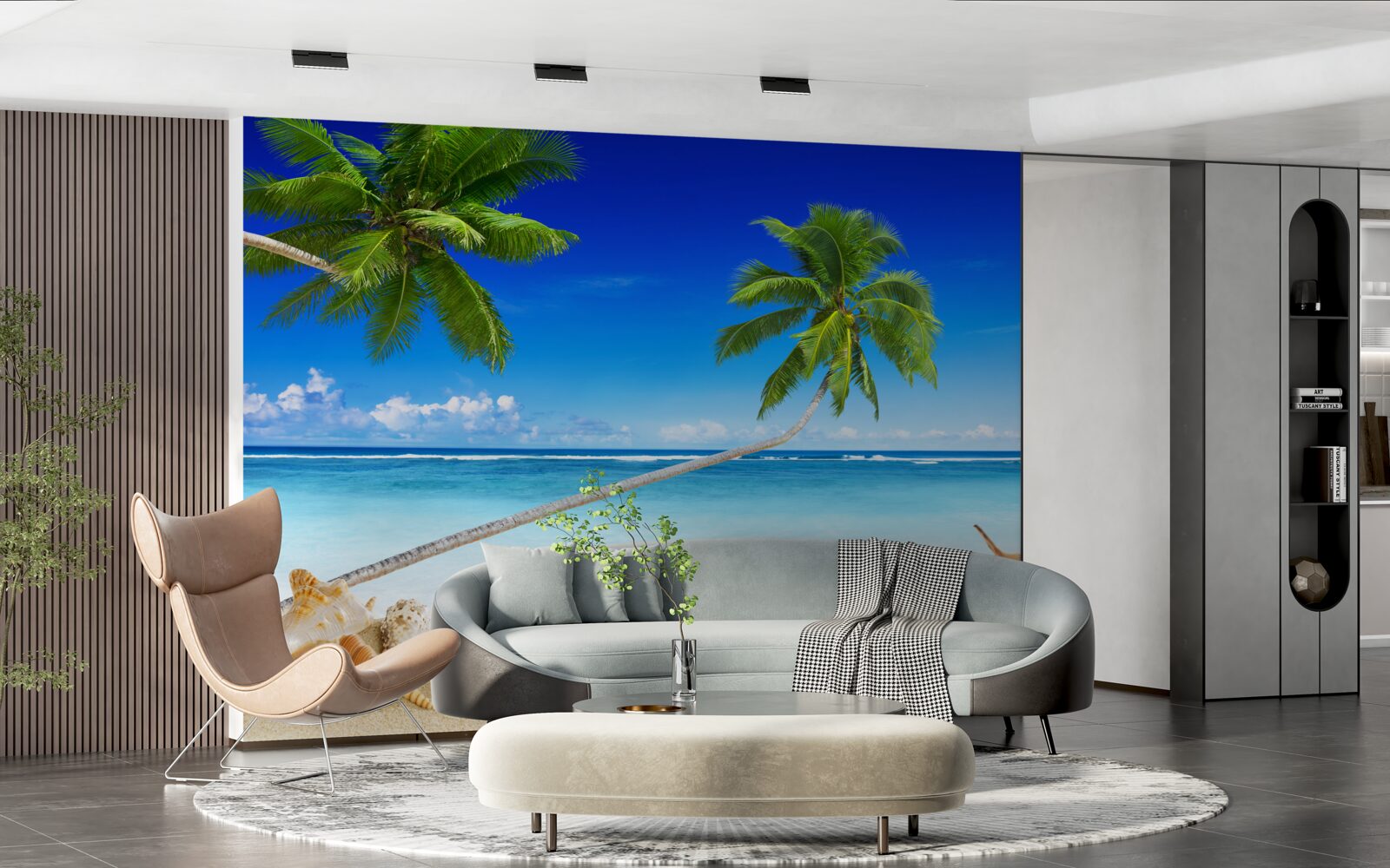 Fotobehang tropisch strand en palmbomen waar stilte heerst