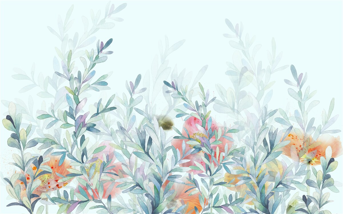 Fotobehang bloemen met een delicate, hemelse tint