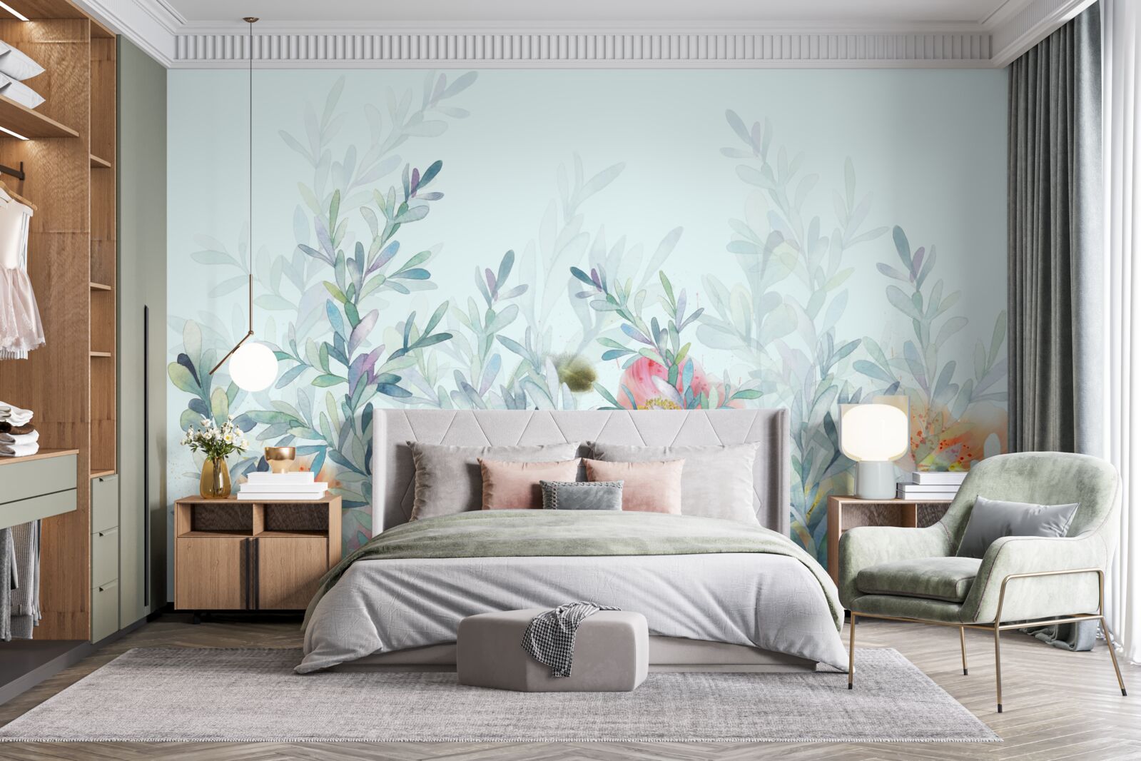 Fotobehang bloemen met een delicate, hemelse tint