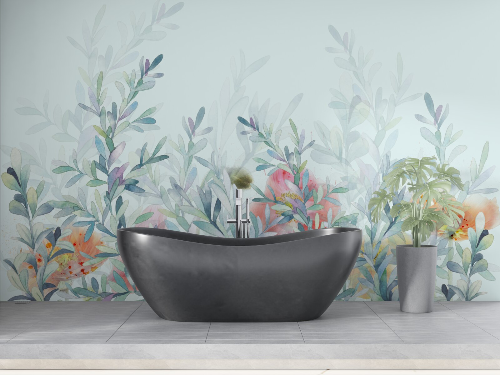 Fotobehang bloemen met een delicate, hemelse tint