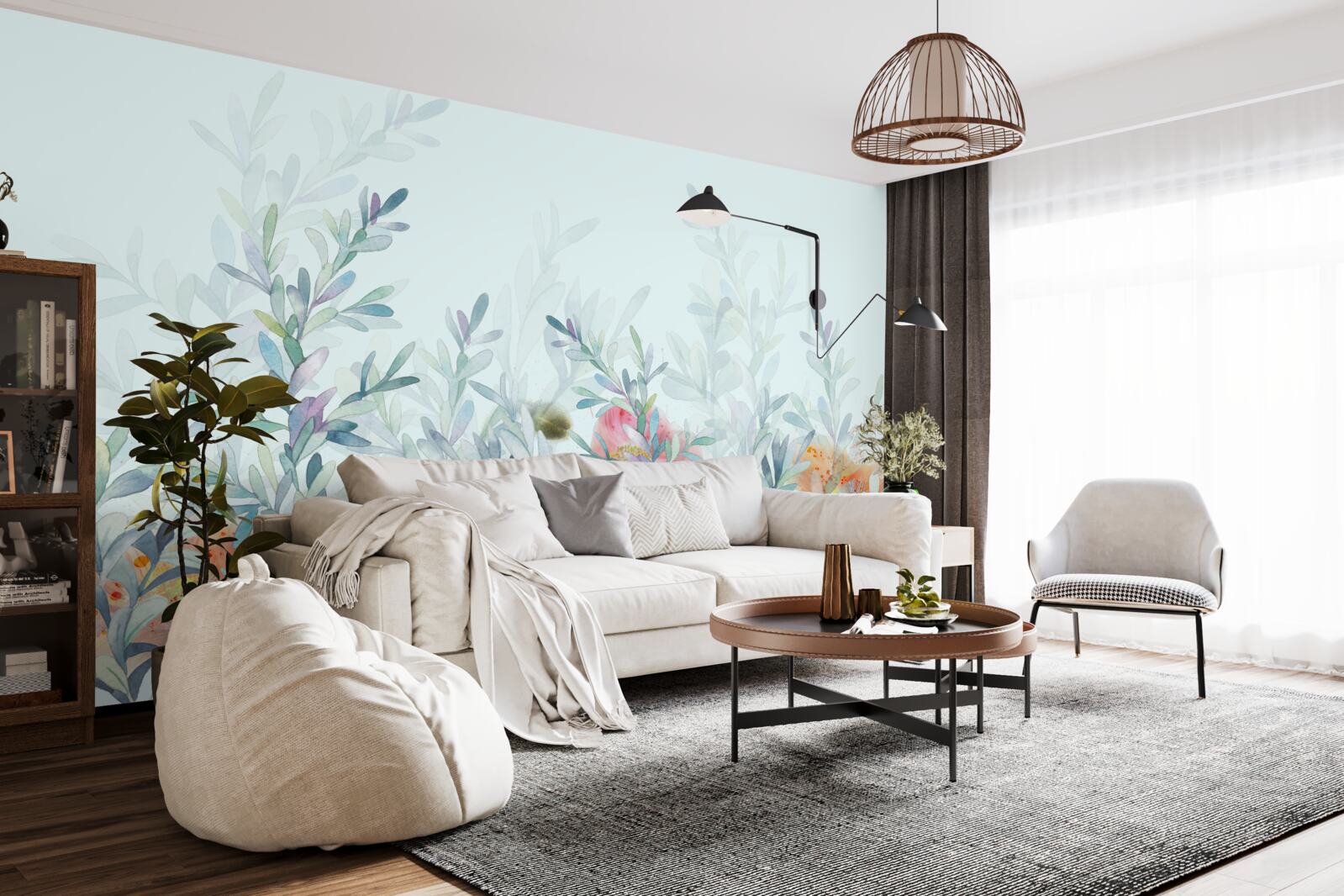 Fotobehang bloemen met een delicate, hemelse tint