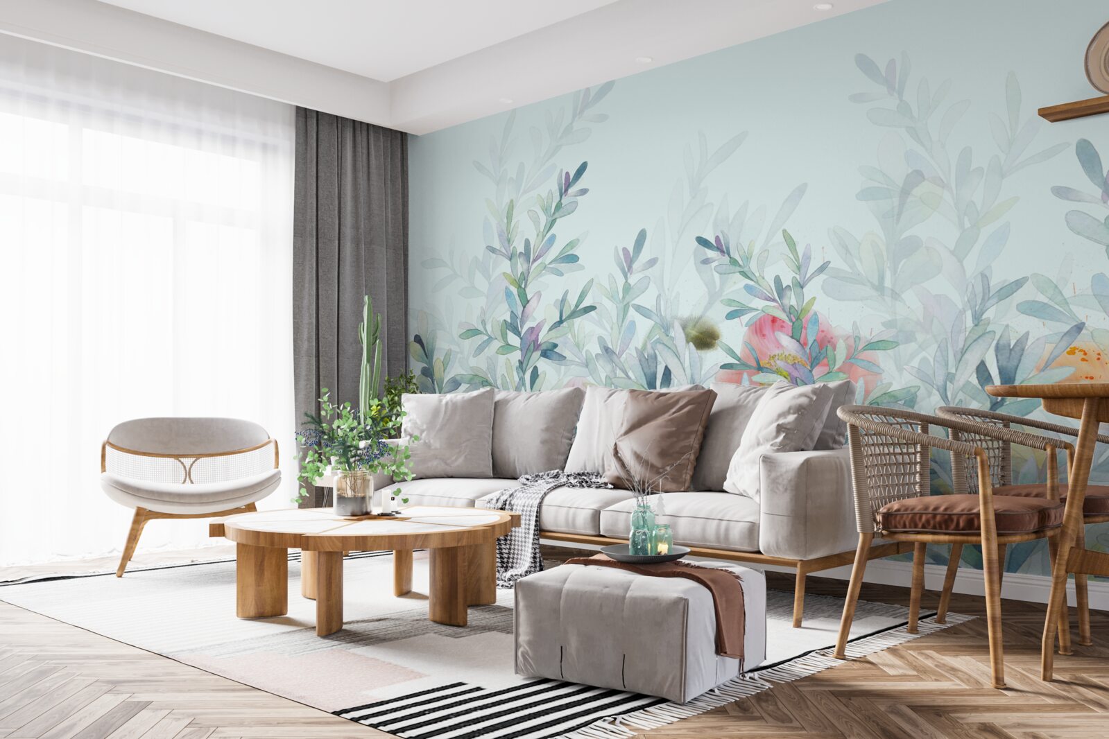 Fotobehang bloemen met een delicate, hemelse tint