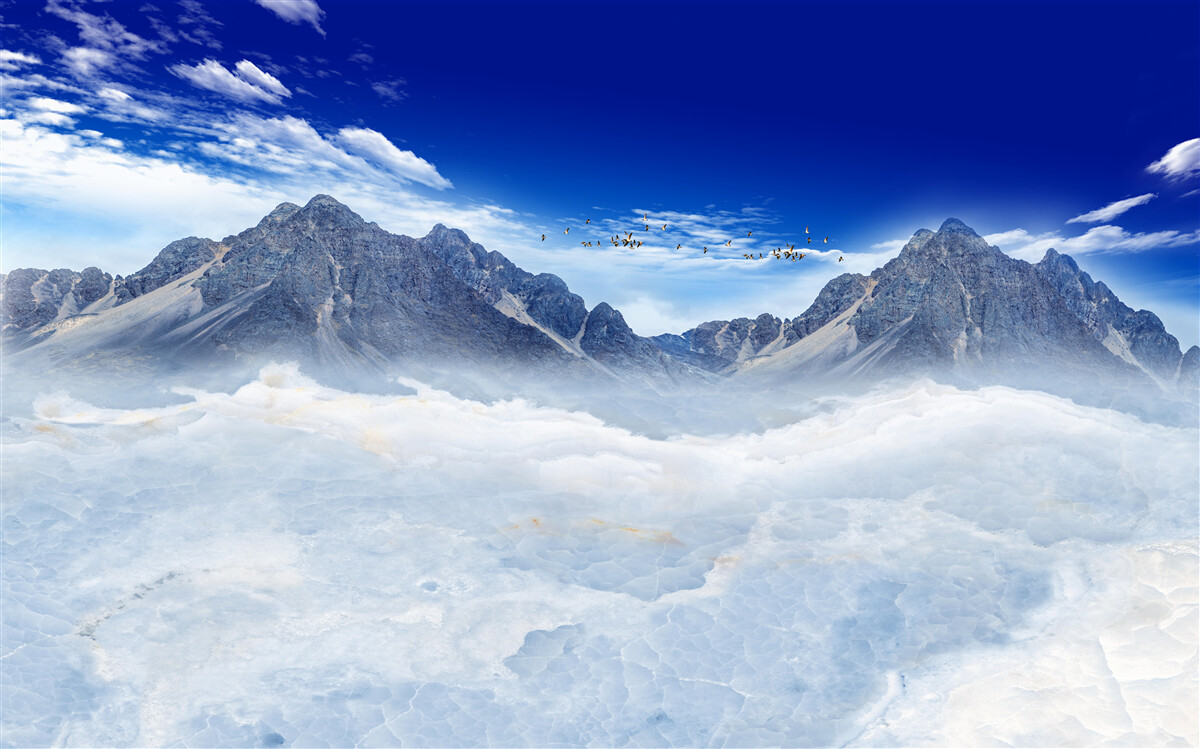 Fotobehang betoverende bergnevelsluier