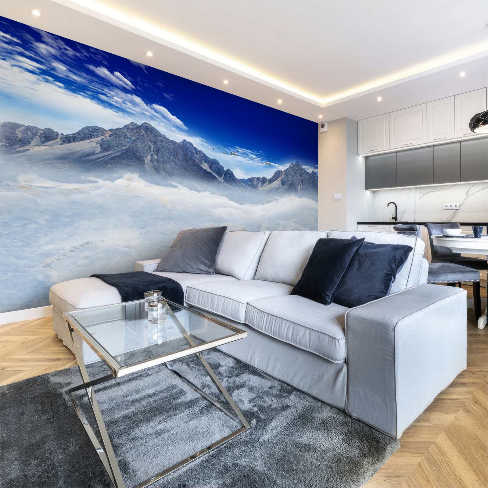 Fotobehang betoverende bergnevelsluier