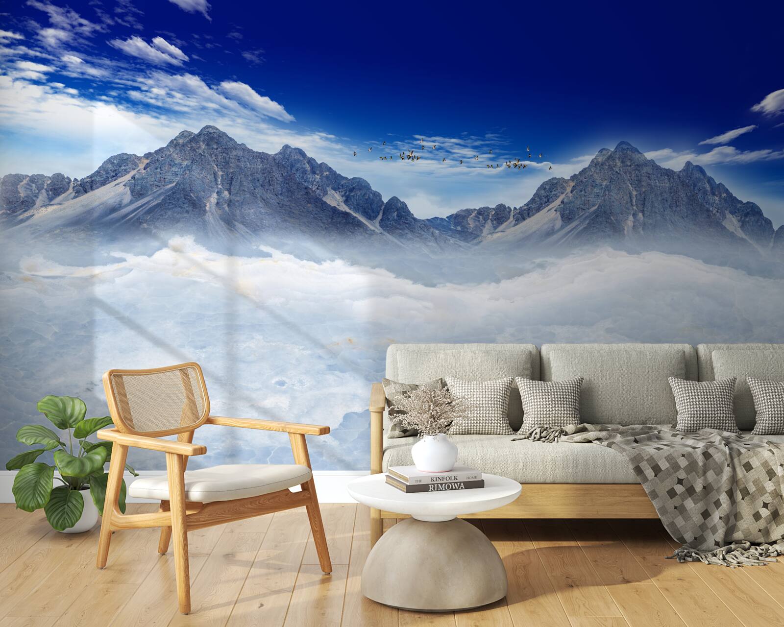 Fotobehang betoverende bergnevelsluier