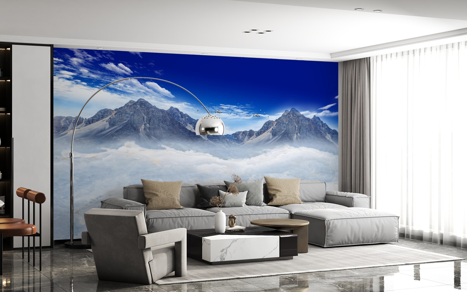 Fotobehang betoverende bergnevelsluier