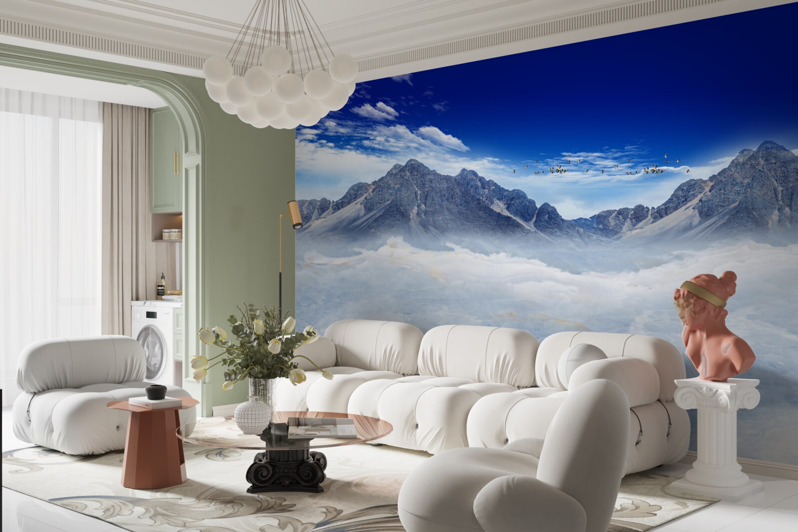 Fotobehang betoverende bergnevelsluier