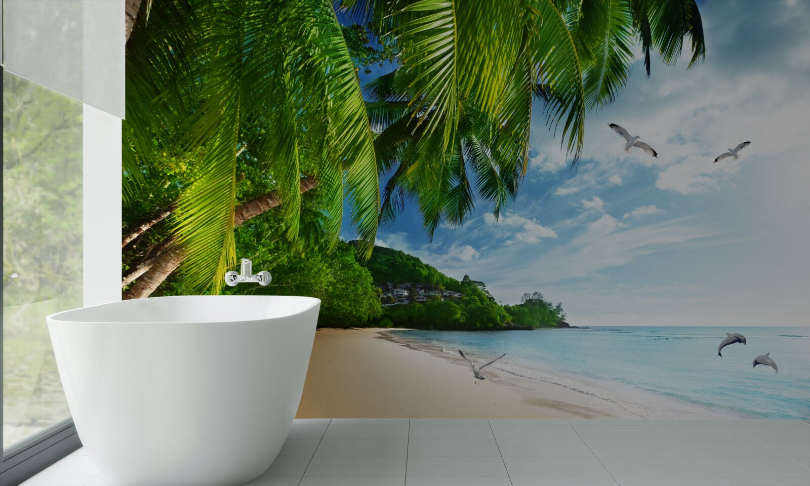 Fotobehang onbewoond eiland met zandstrand