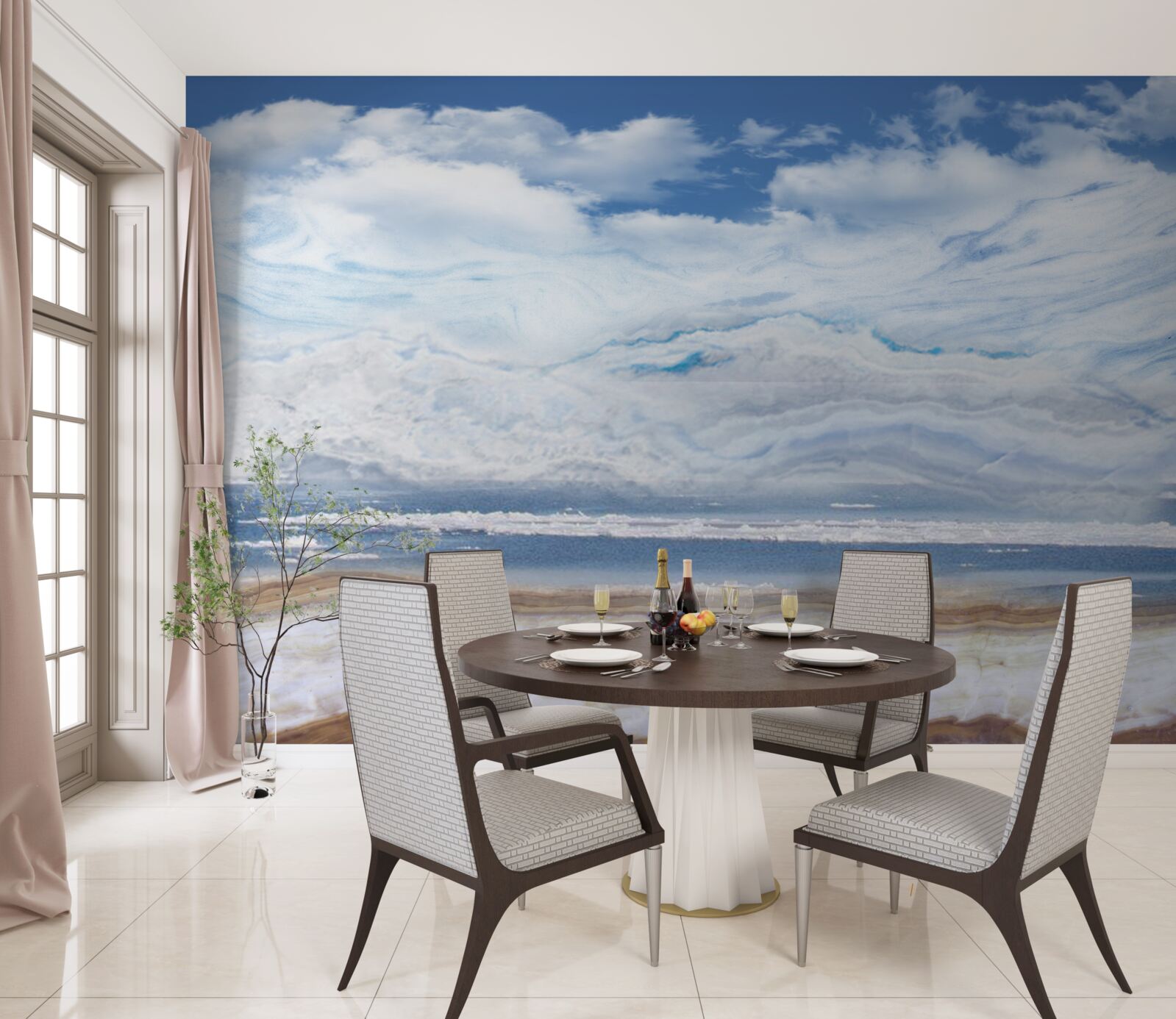 Fotobehang zandstrand en kalme zee