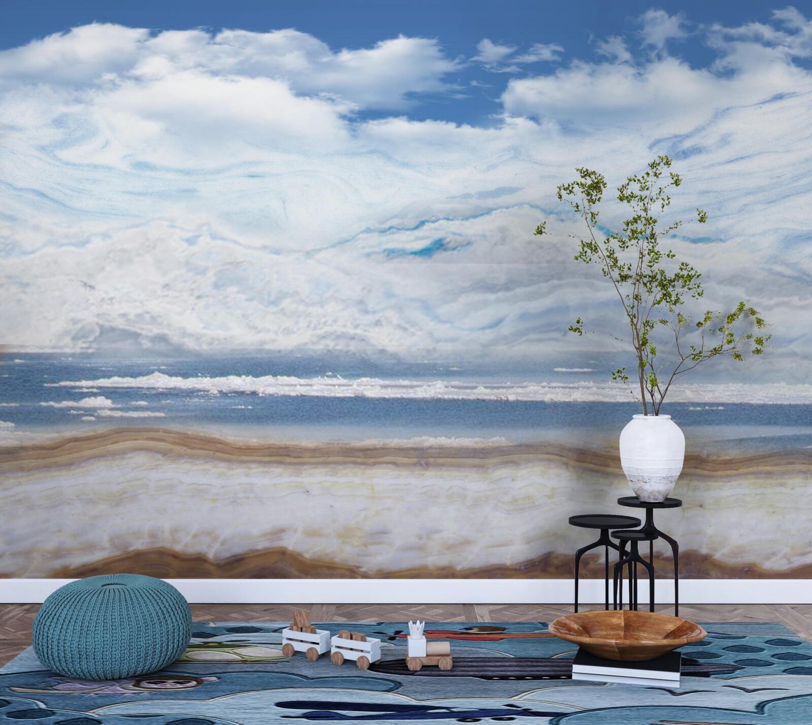 Fotobehang zandstrand en kalme zee