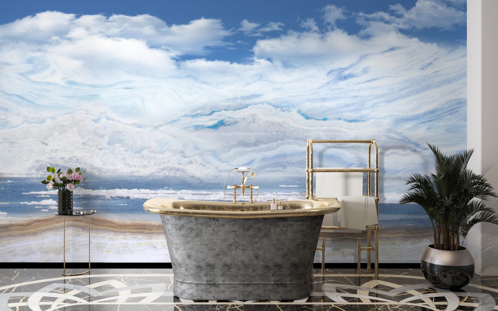 Fotobehang zandstrand en kalme zee