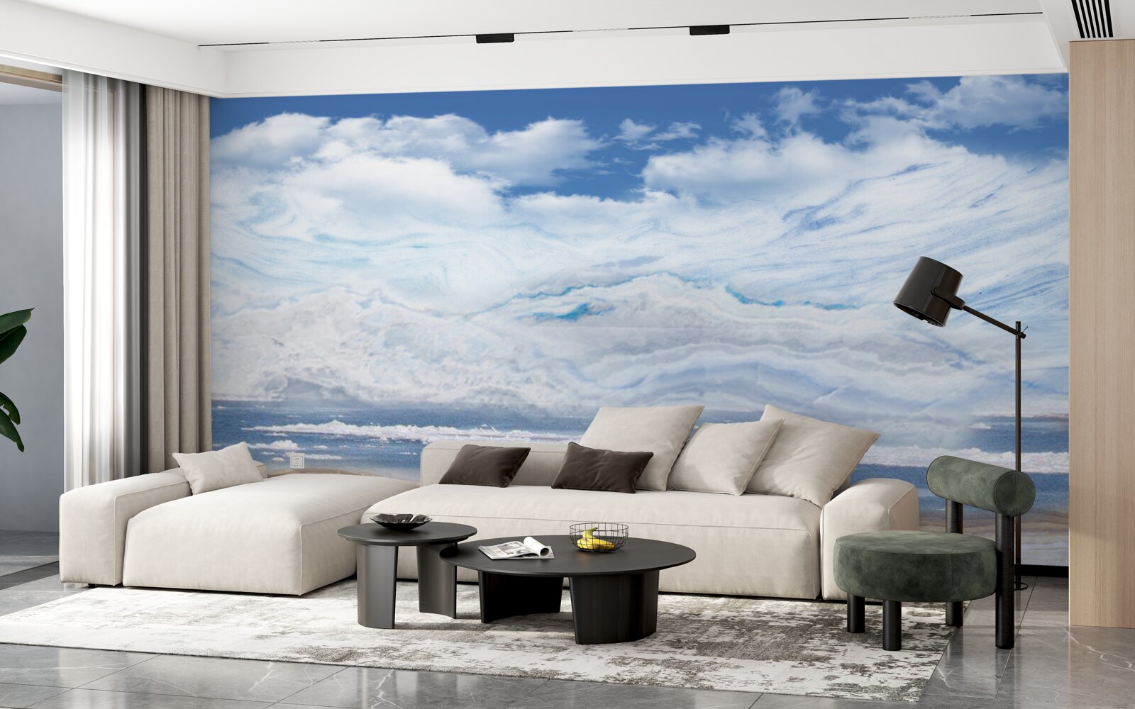 Fotobehang zandstrand en kalme zee