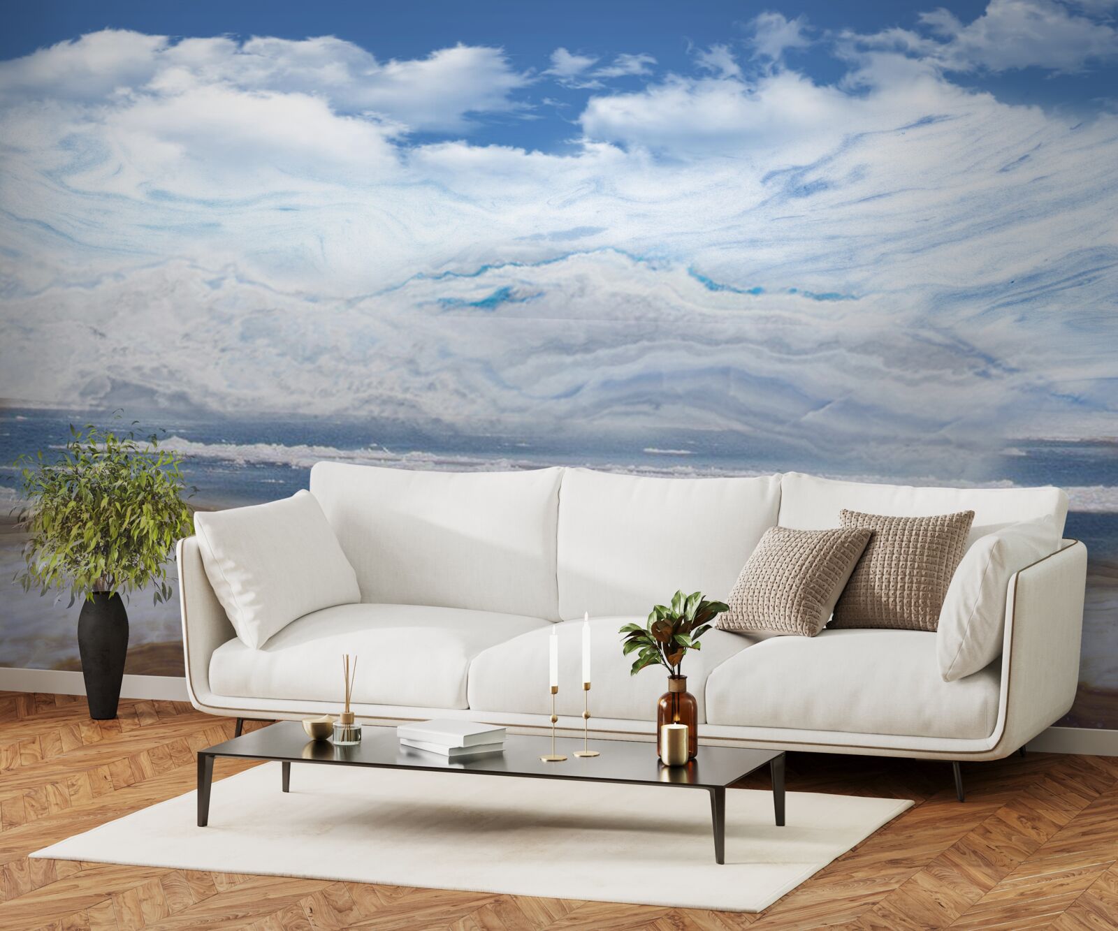 Fotobehang zandstrand en kalme zee