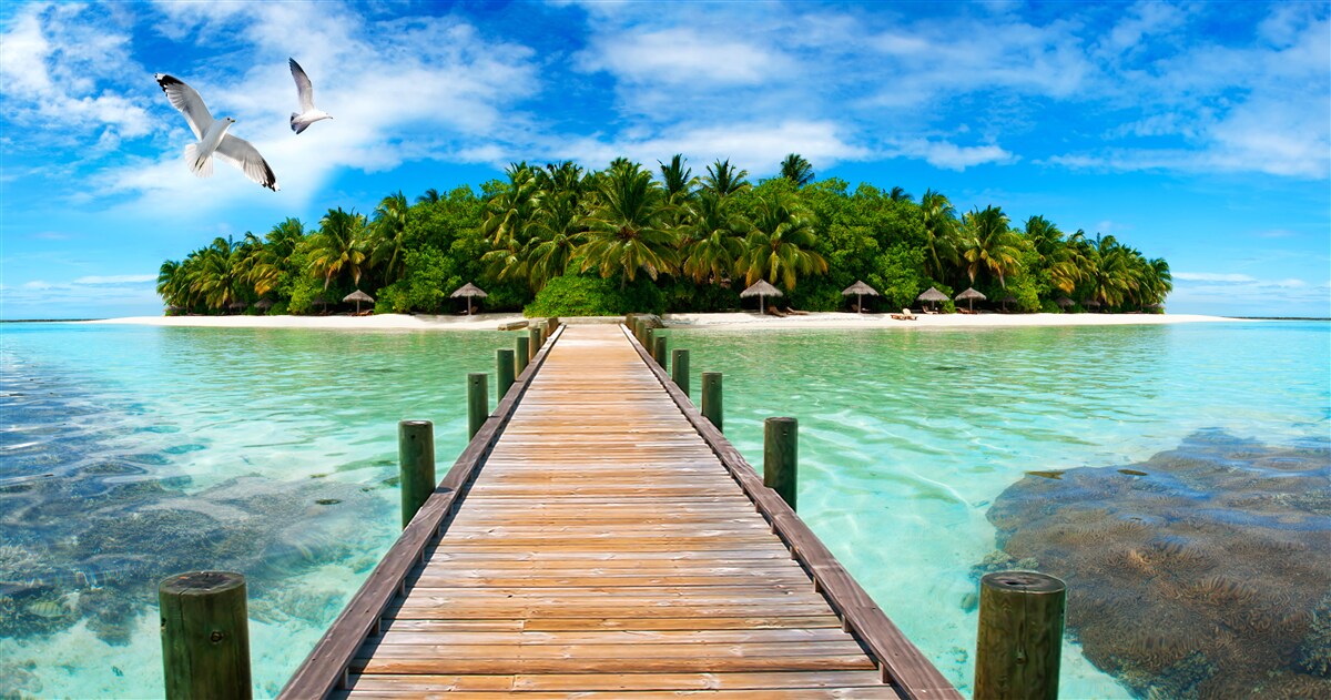 Fotobehang de weg naar het tropische eiland