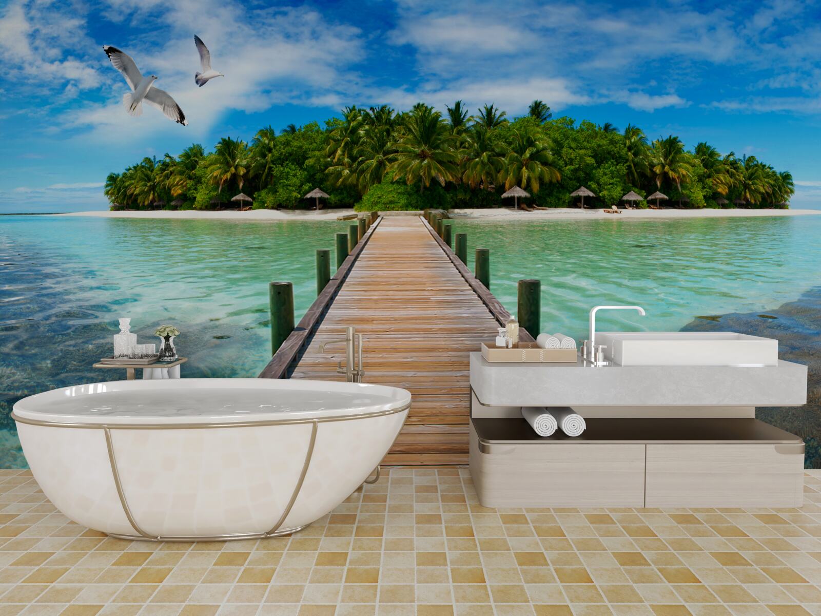 Fotobehang de weg naar het tropische eiland