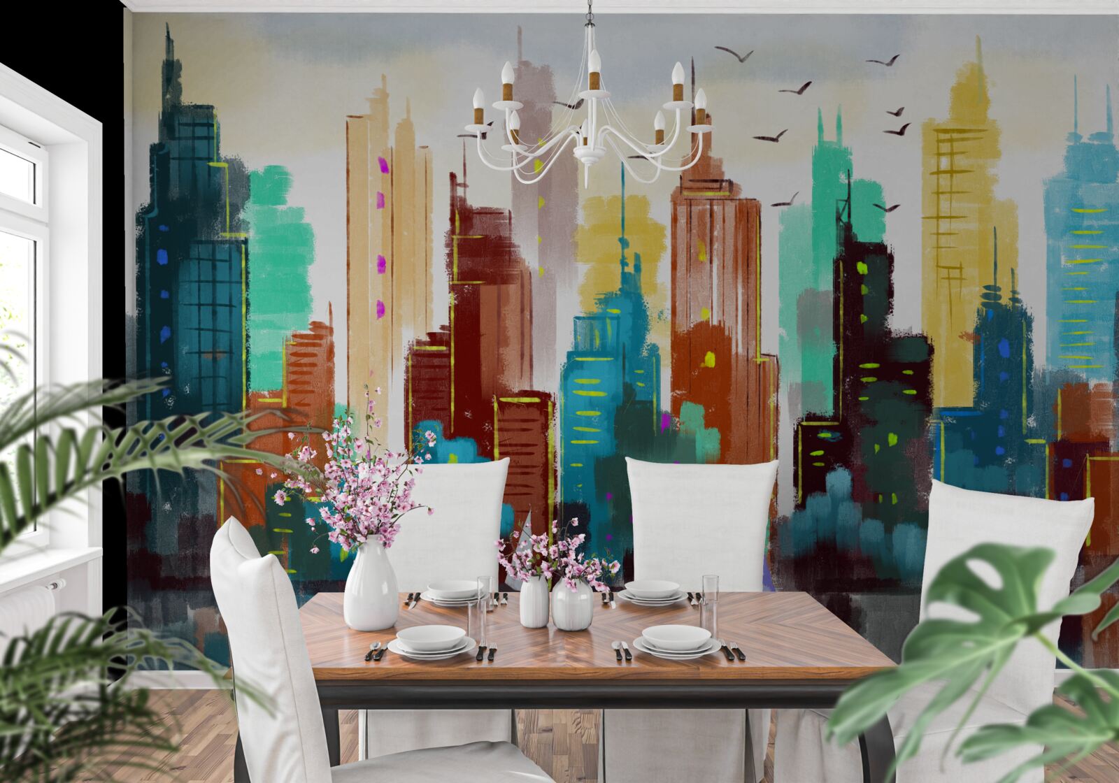 Fotobehang abstracte weergave van de moderne stad