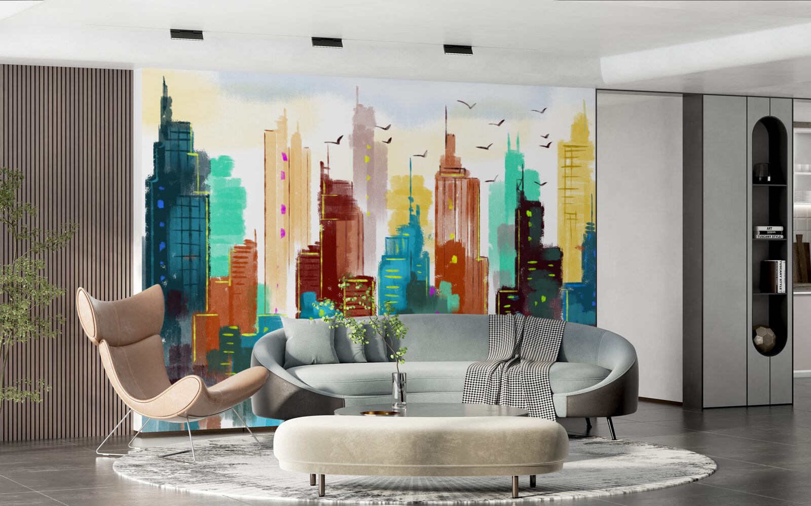 Fotobehang abstracte weergave van de moderne stad