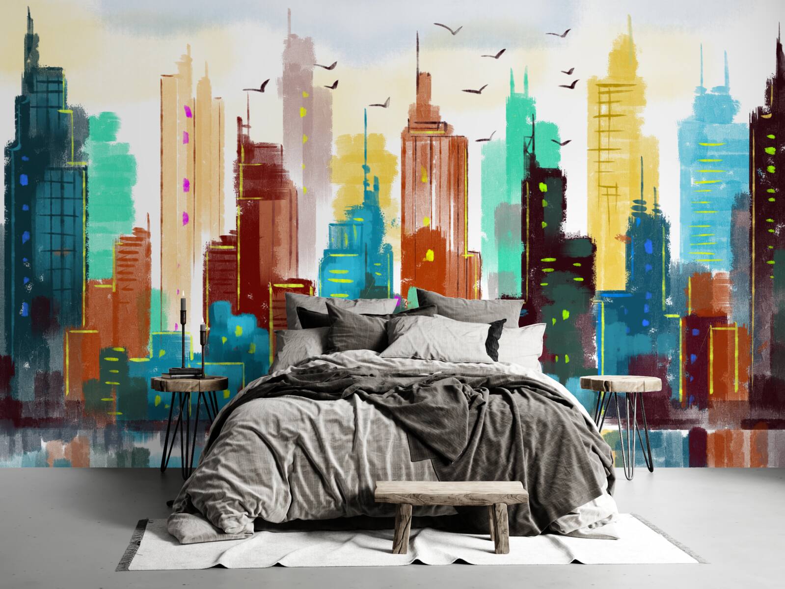 Fotobehang abstracte weergave van de moderne stad