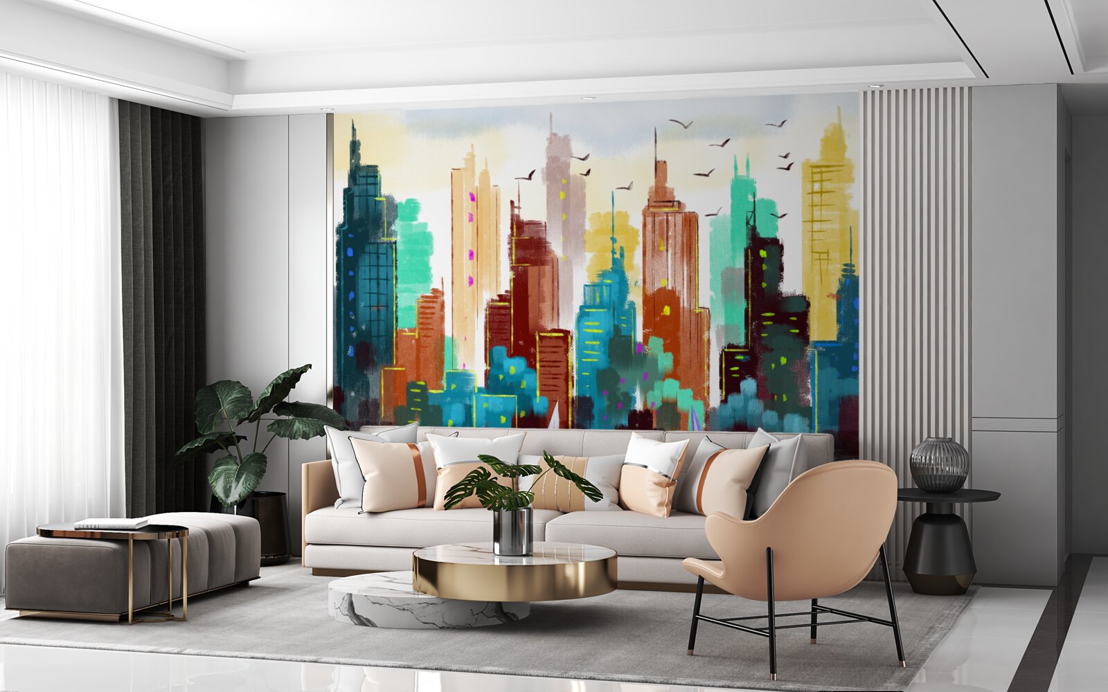 Fotobehang abstracte weergave van de moderne stad