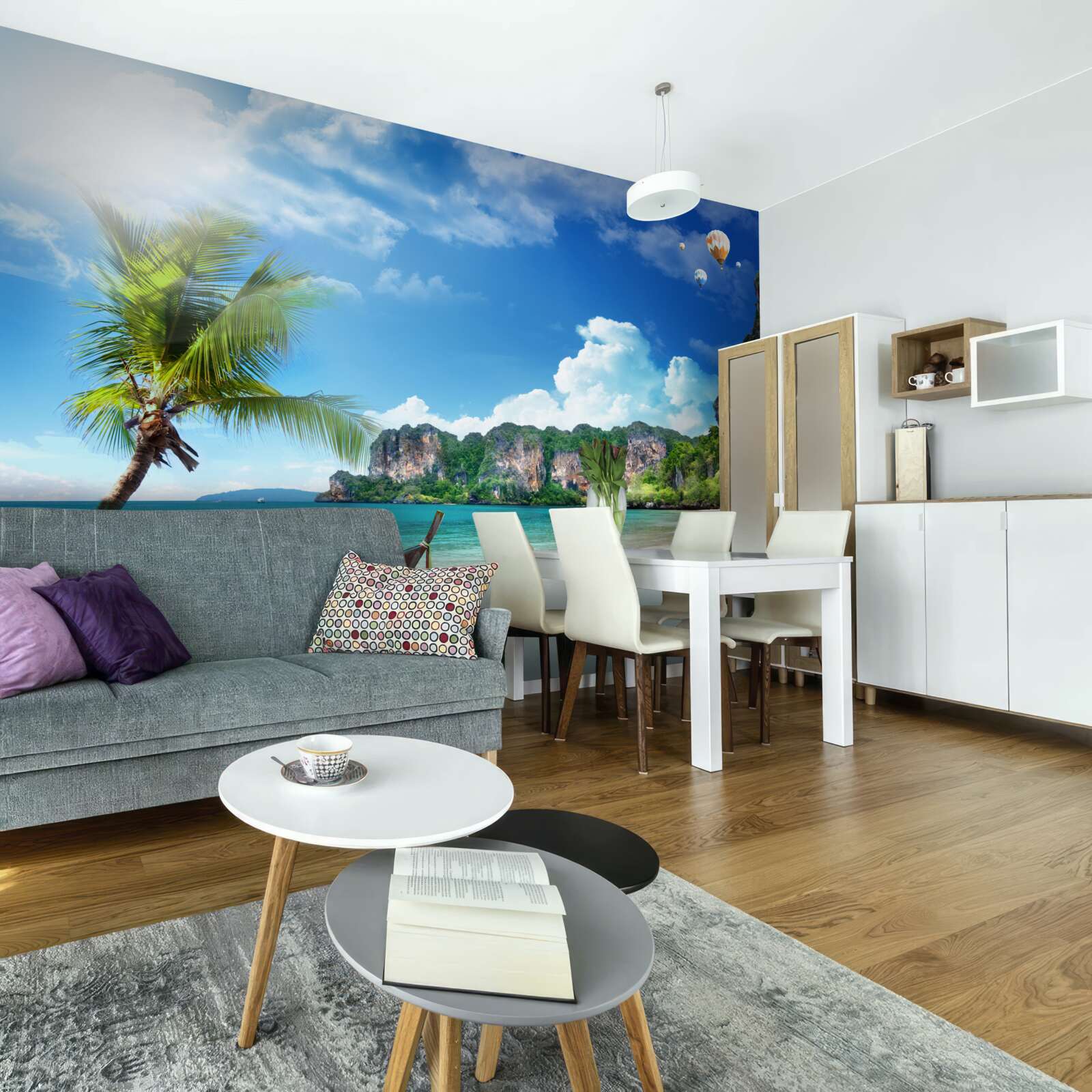 Fotobehang dok op een verlaten eiland