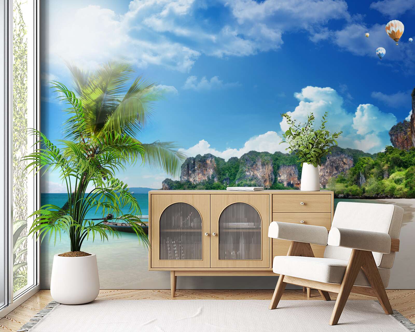 Fotobehang dok op een verlaten eiland