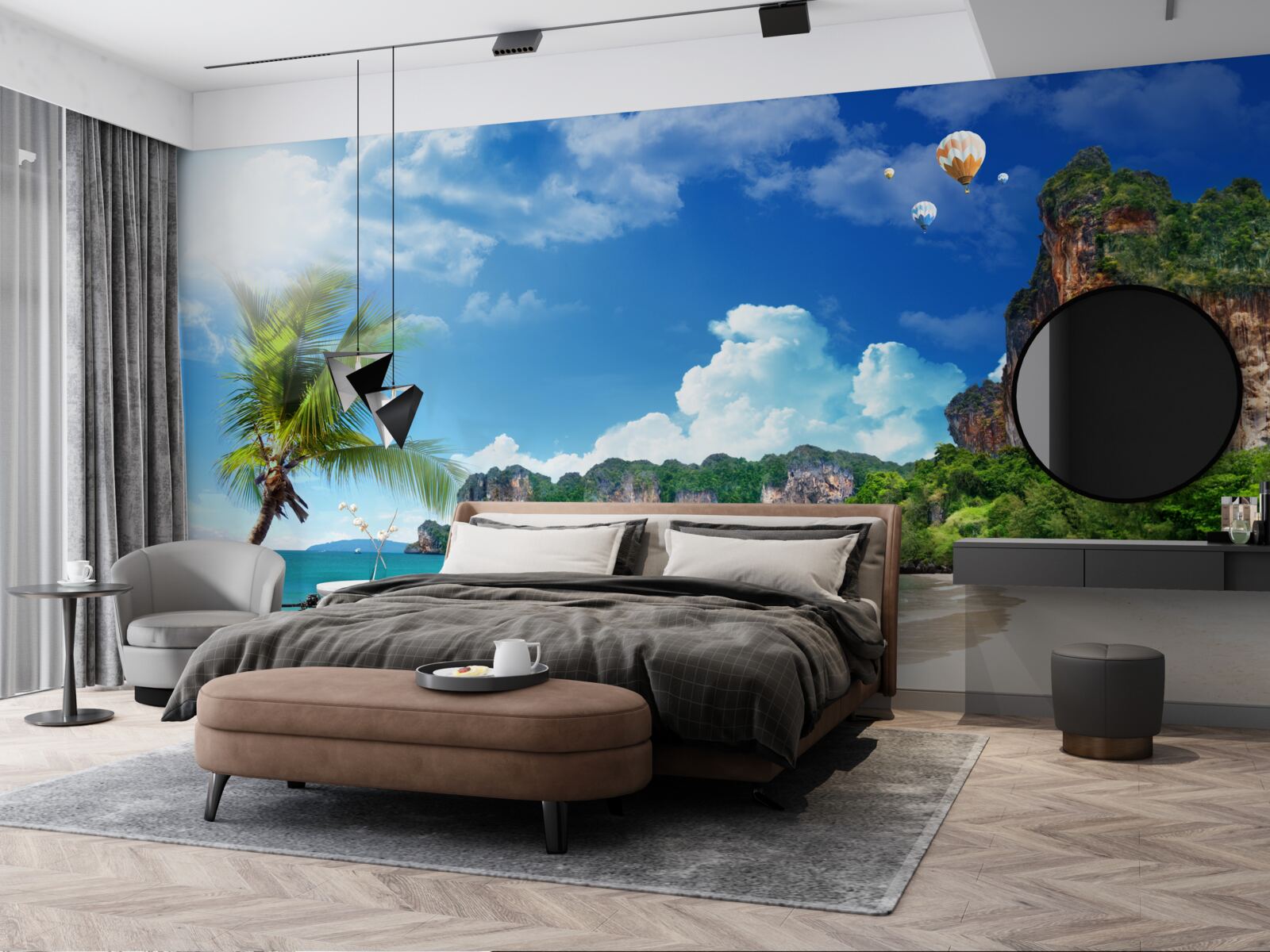 Fotobehang dok op een verlaten eiland