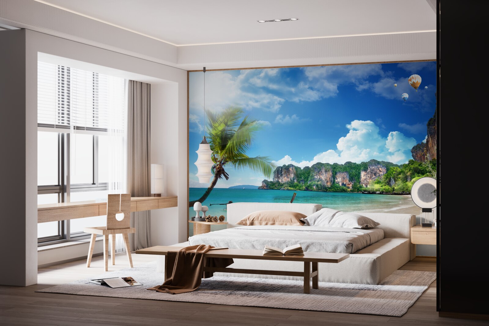 Fotobehang dok op een verlaten eiland