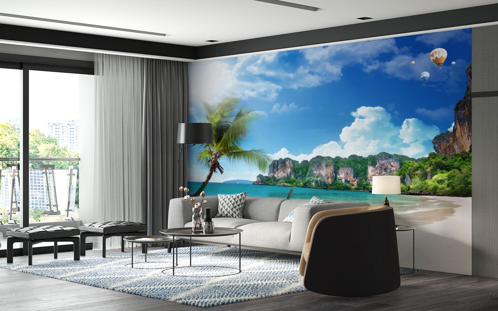 Fotobehang dok op een verlaten eiland