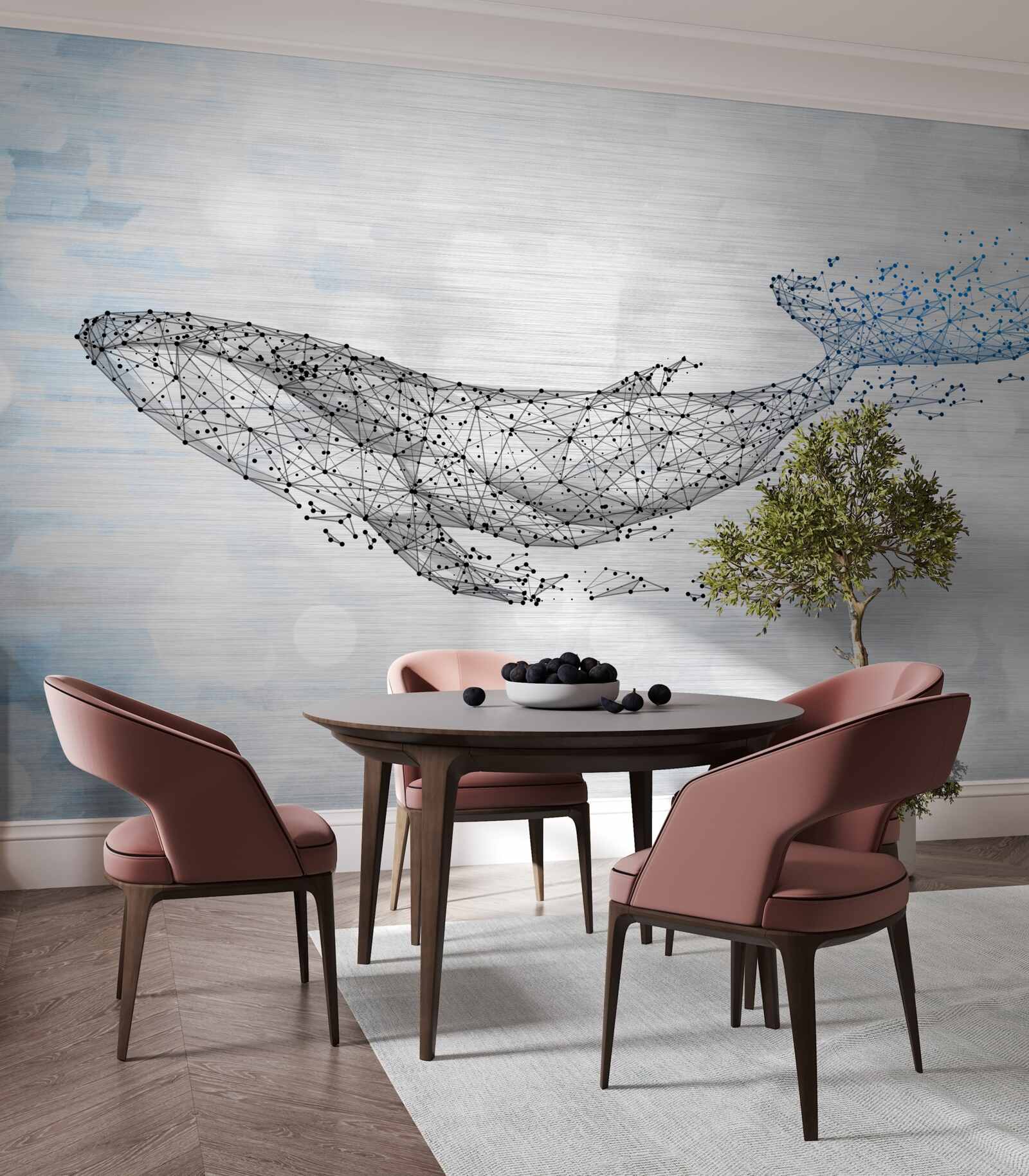 Fotobehang witte walvis in een metamorfose van abstractie