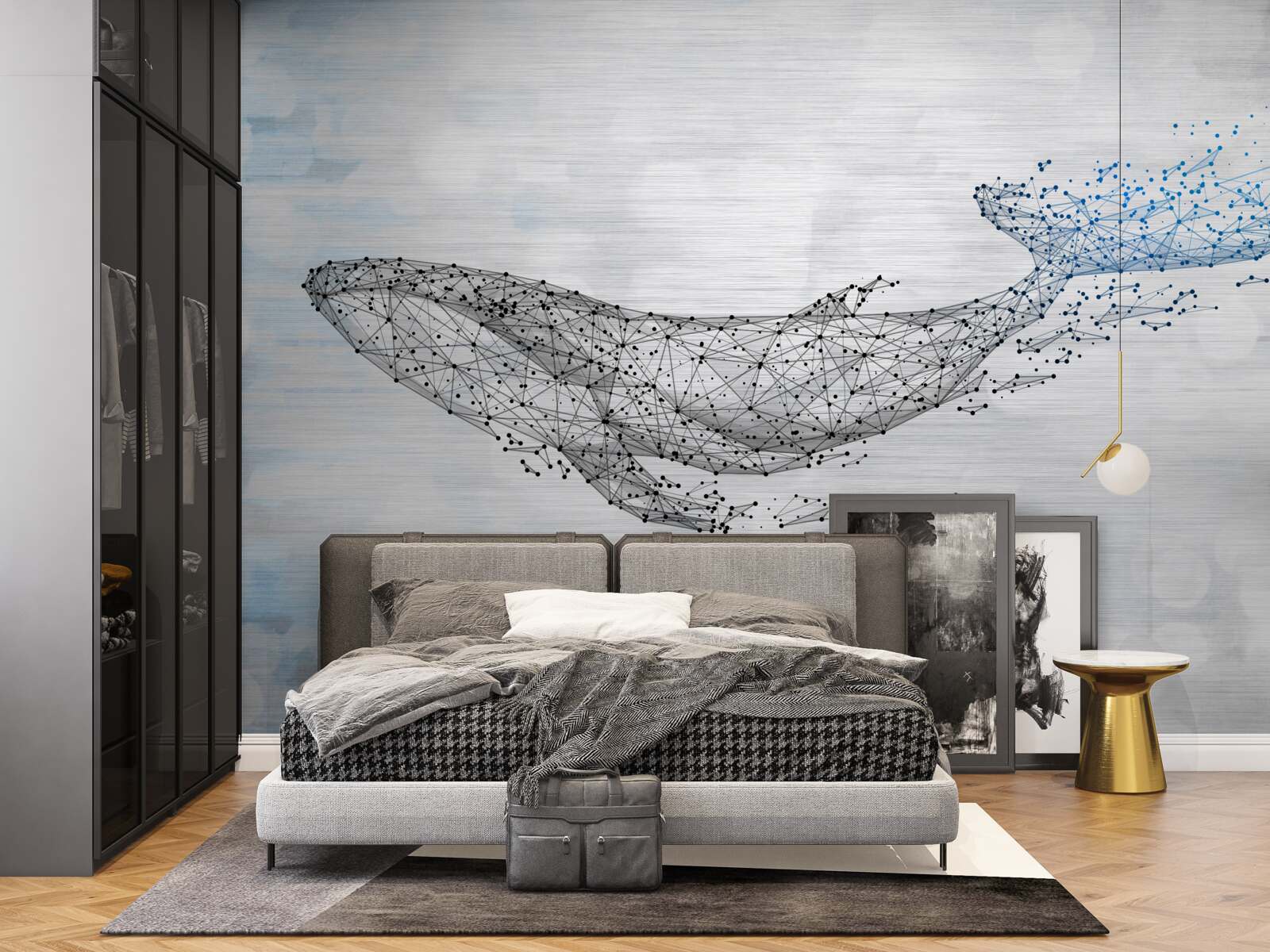 Fotobehang witte walvis in een metamorfose van abstractie