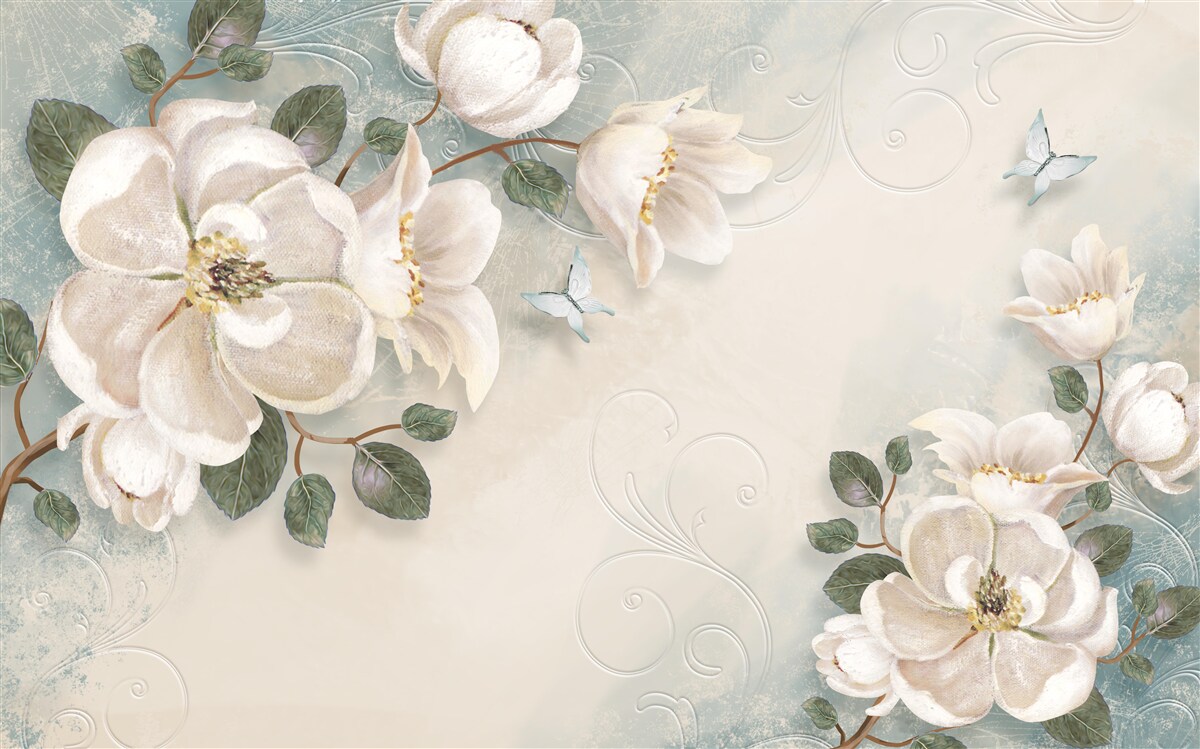 Fotobehang Sneeuwwitte bloemblaadjes van tederheid