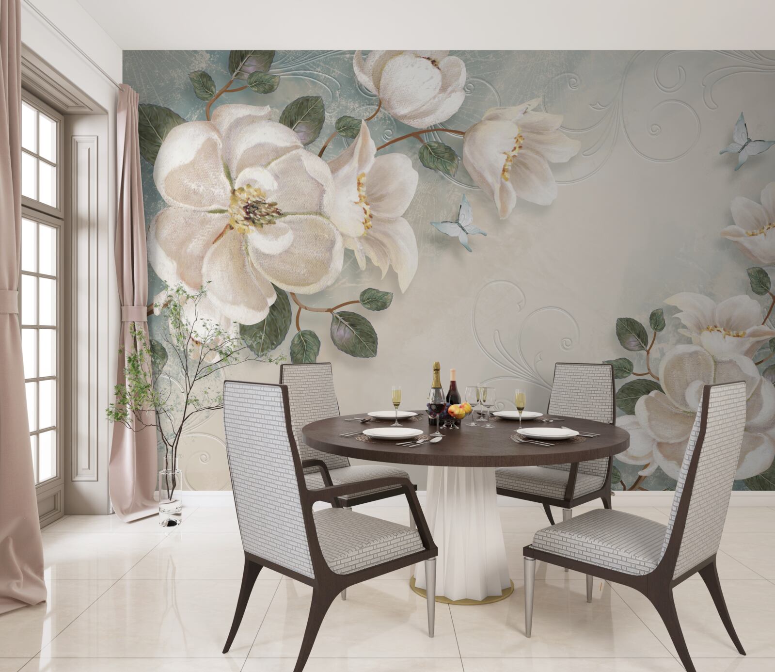 Fotobehang Sneeuwwitte bloemblaadjes van tederheid