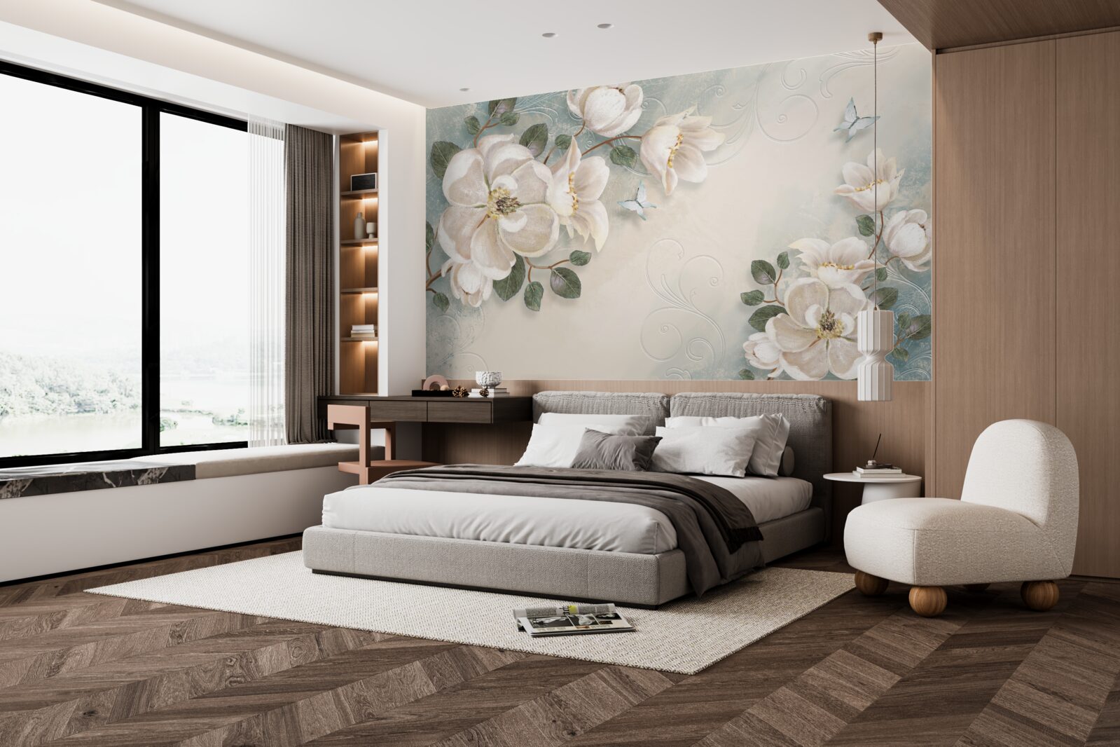 Fotobehang Sneeuwwitte bloemblaadjes van tederheid