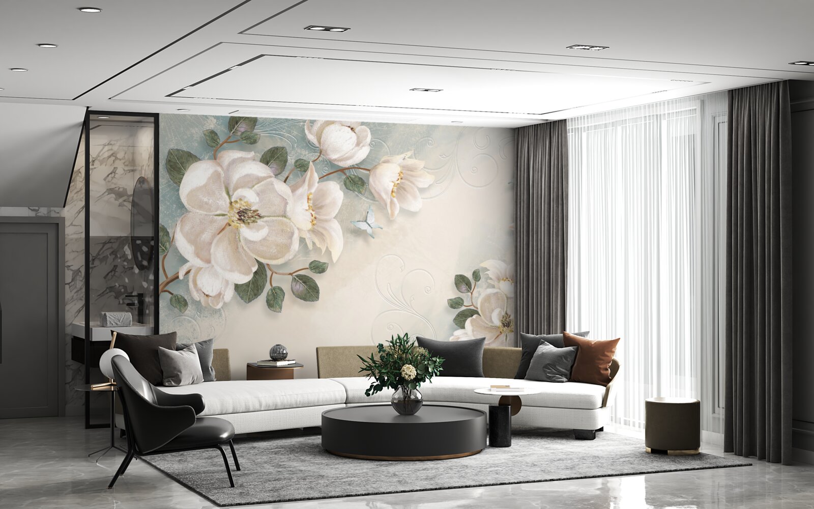 Fotobehang Sneeuwwitte bloemblaadjes van tederheid