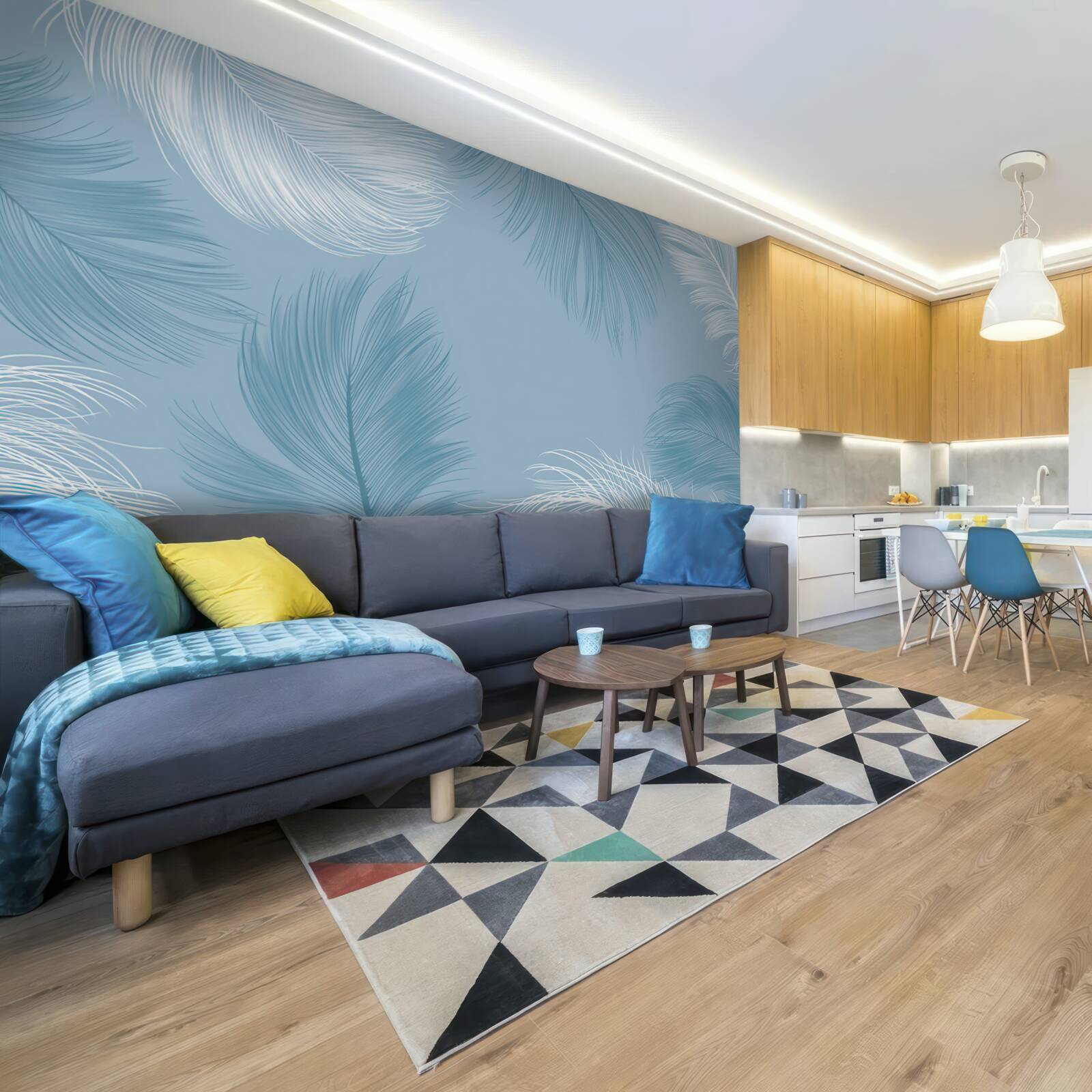 Fotobehang zachte verenachtergrond in de kleur van de lucht