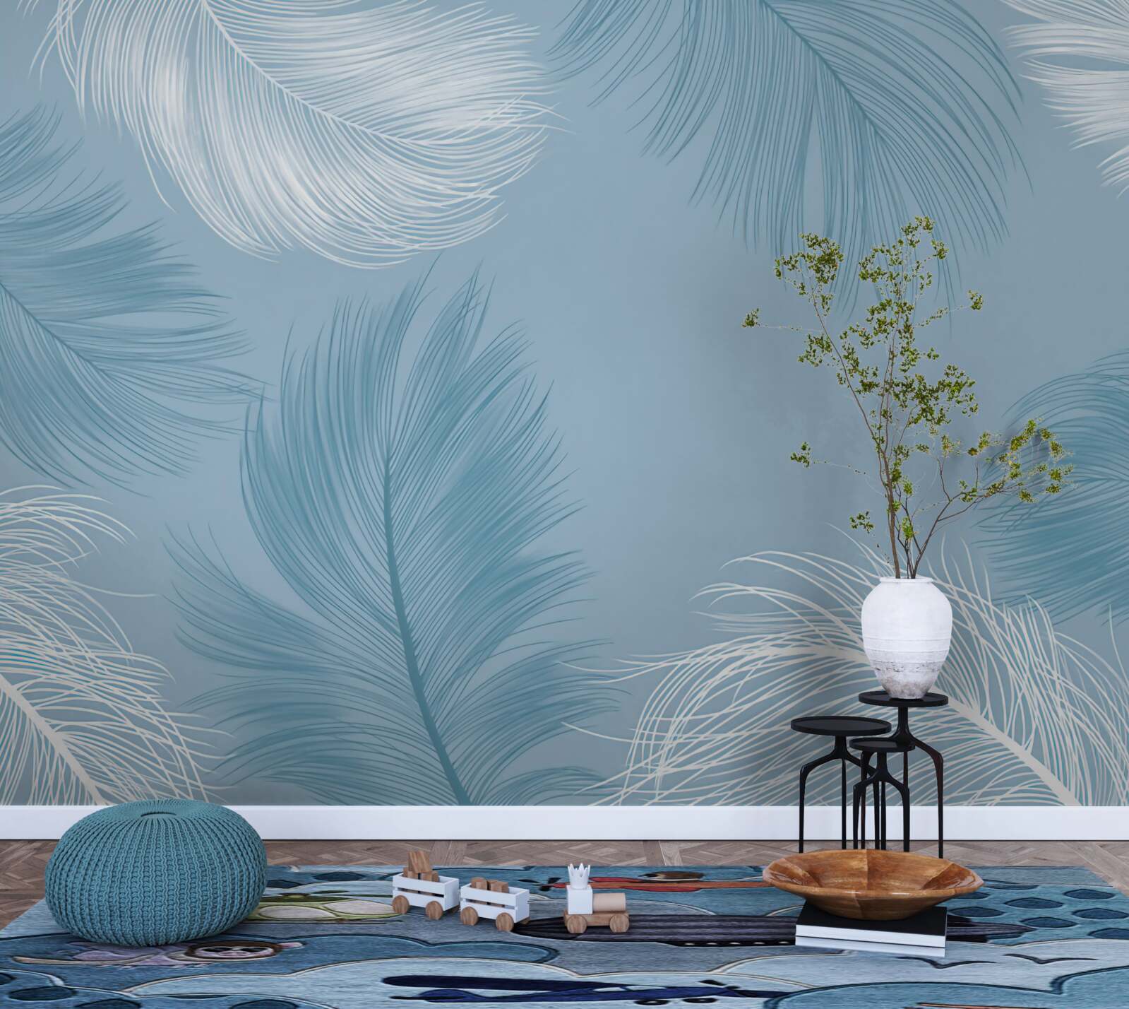 Fotobehang zachte verenachtergrond in de kleur van de lucht