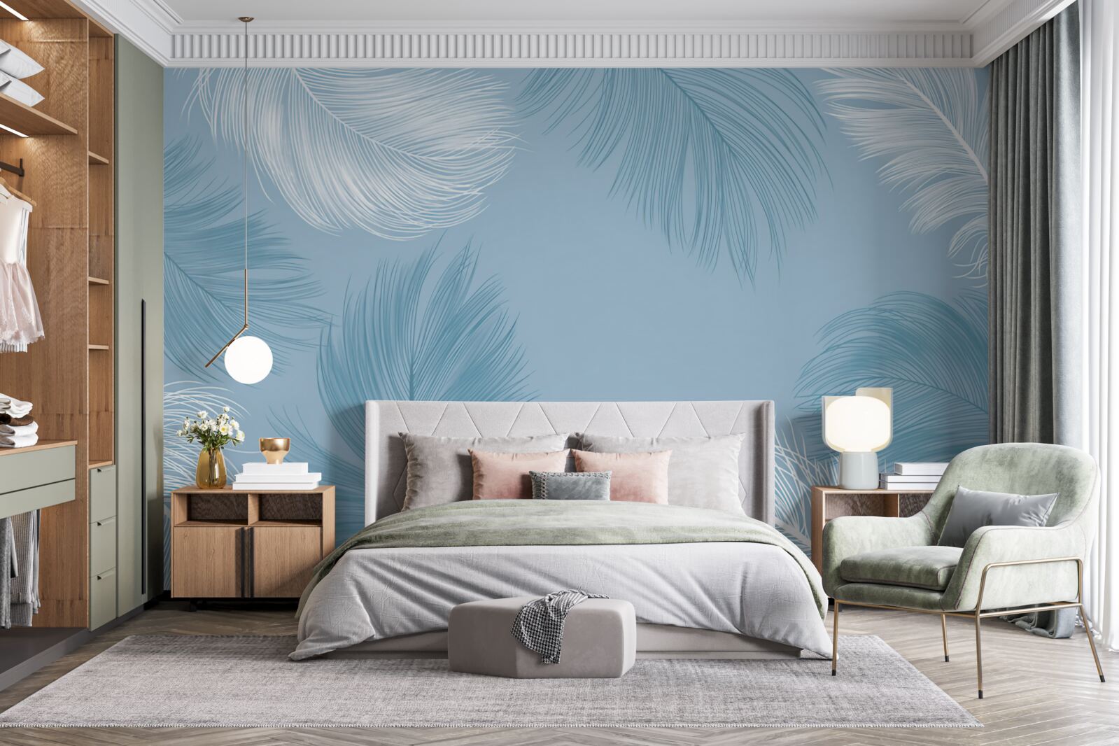 Fotobehang zachte verenachtergrond in de kleur van de lucht