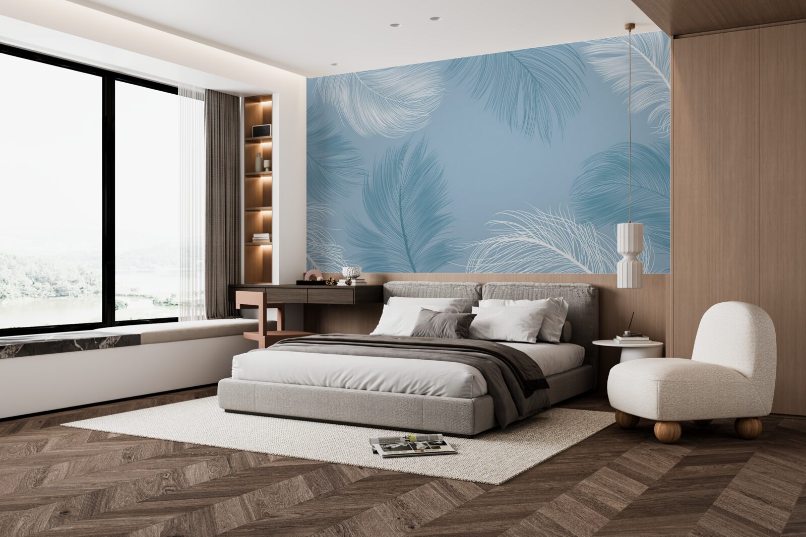 Fotobehang zachte verenachtergrond in de kleur van de lucht